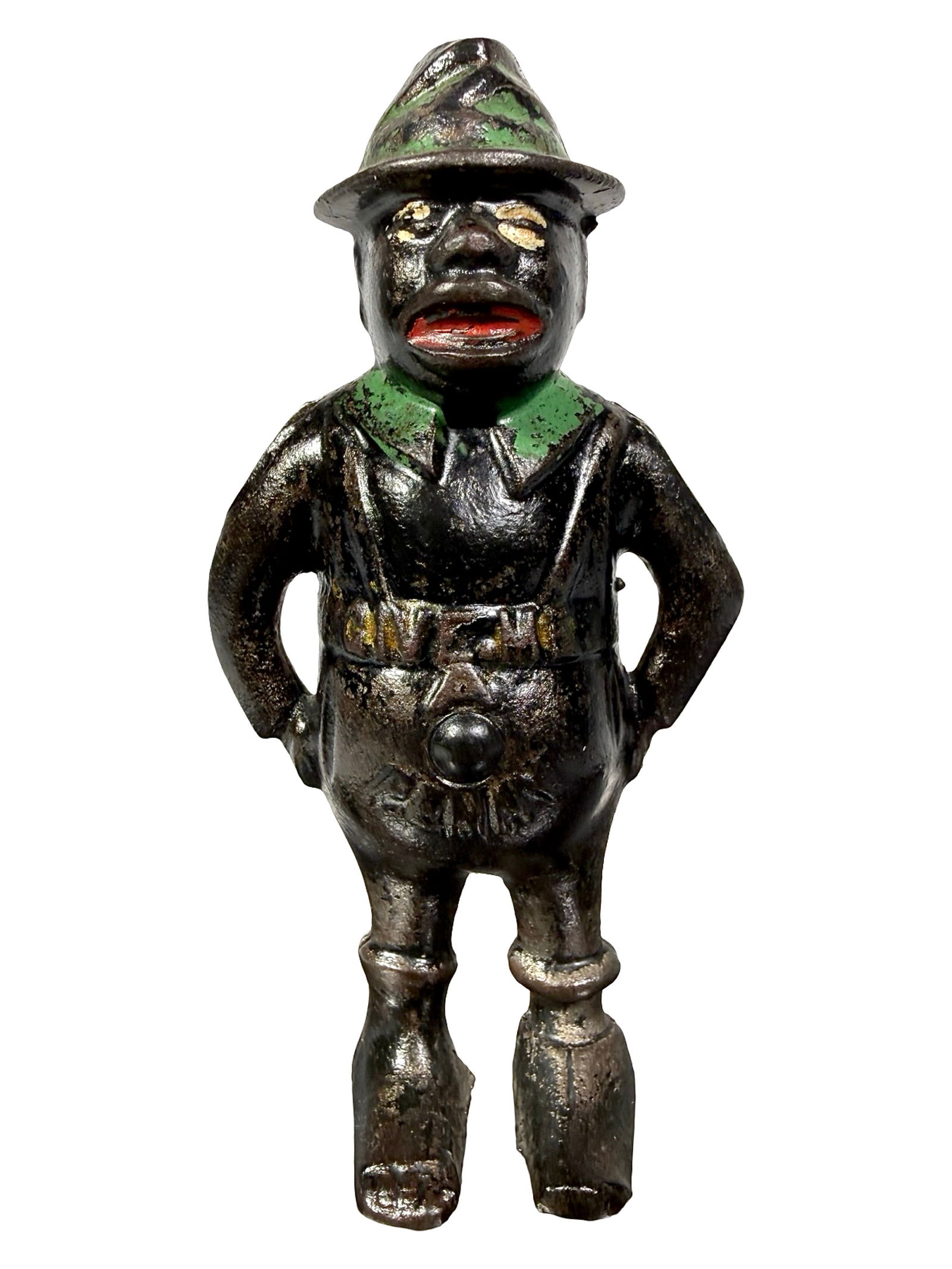 Give Me a Penny - Twist Pin: By Wing Mfg. Company. American - 1915. 5 3/4" Tall. Unusual Paint Combination.