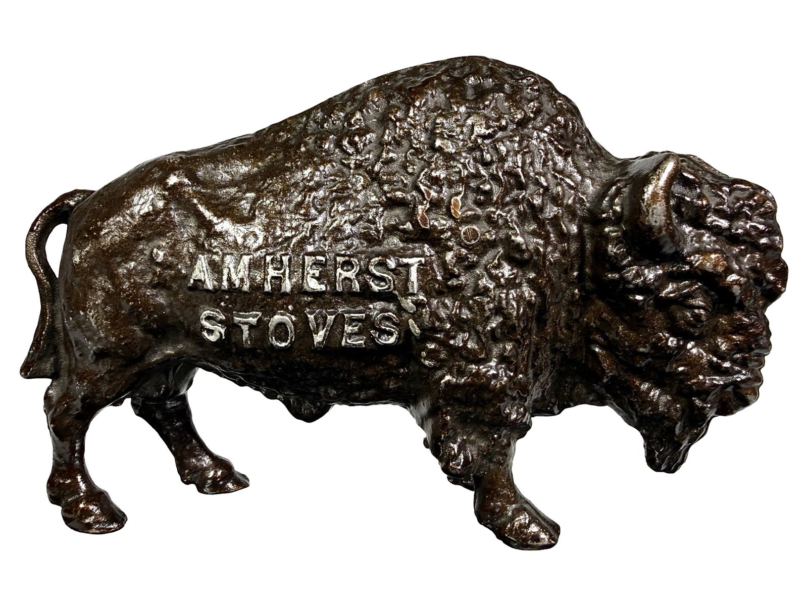 Amherst Stoves Buffalo: Elongated Coin Slot - Cast Iron - Rare. American - 1930's. 8" Long x 5" Tall.