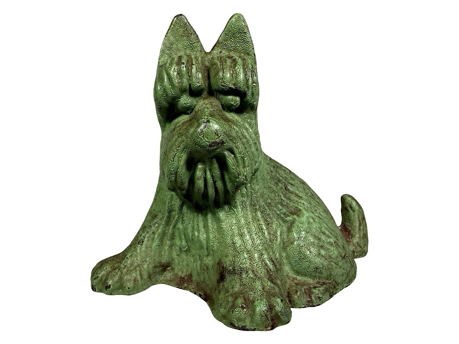 Fala Dog - Green - Crinkle Paint: American - 1930's. 3" Tall x 3 1/2" Wide.