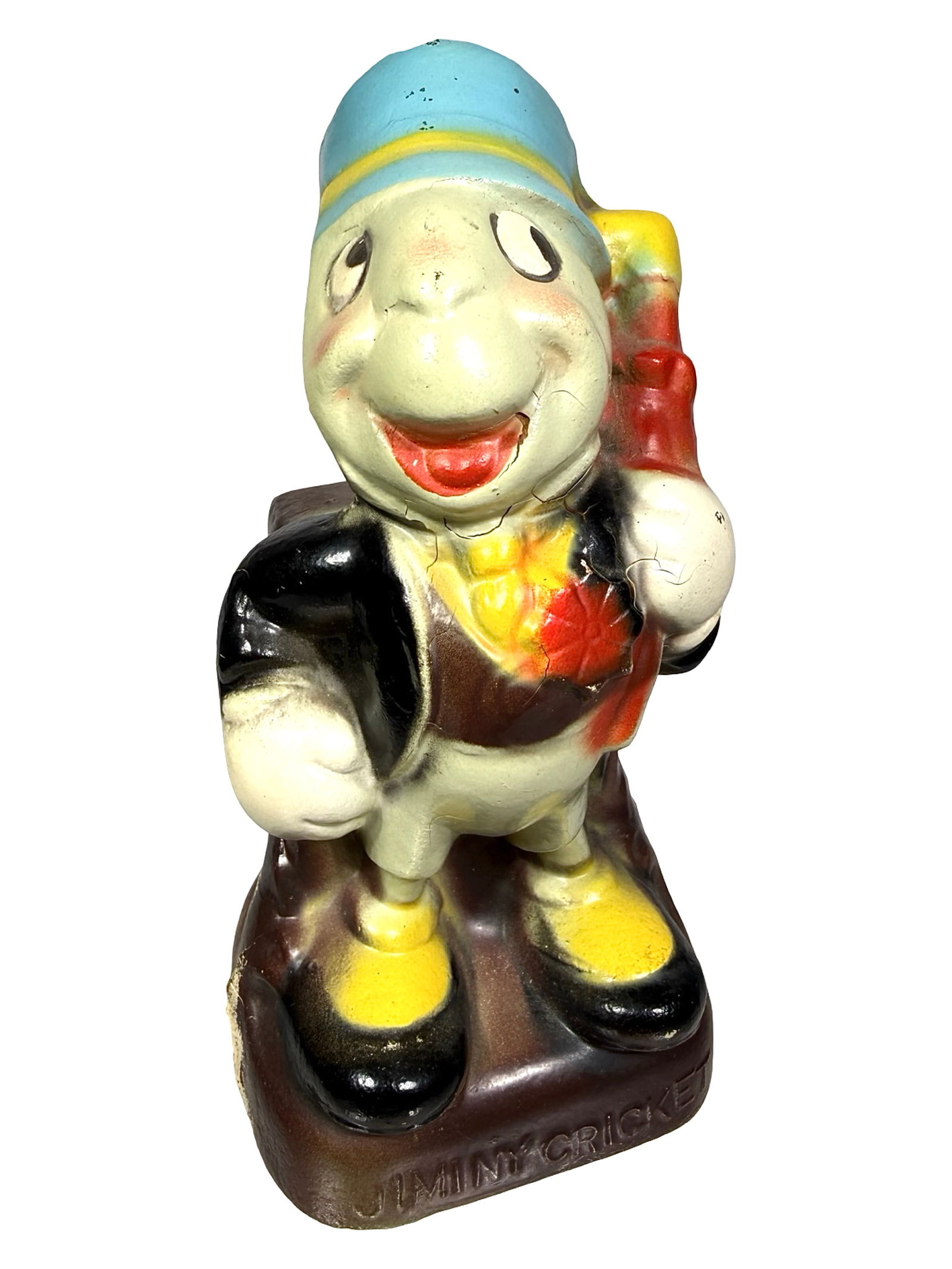 Jiminy Cricket Bank - Rare: Disney Enterprise. American - 1930's. 6" Tall x 2 3/4" Wide. The Andy & Susan Moore Collection.