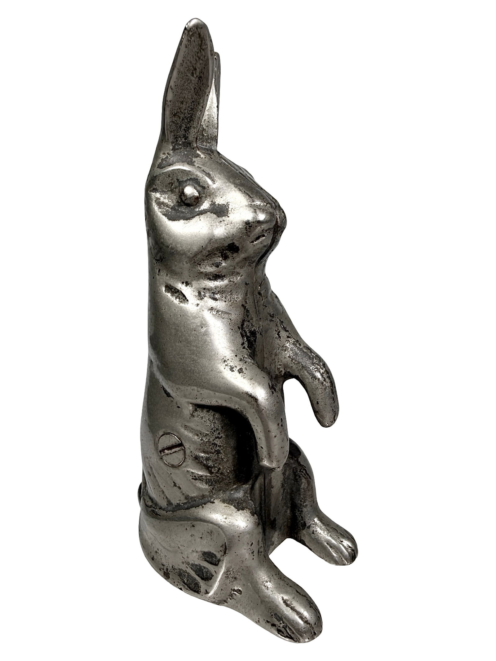 Begging Rabbit - Nickel Plated - Rare: By A. C. Williams Company. Ravenna, Oh. - 1915. 5" Tall. The Mike Henry Collection.