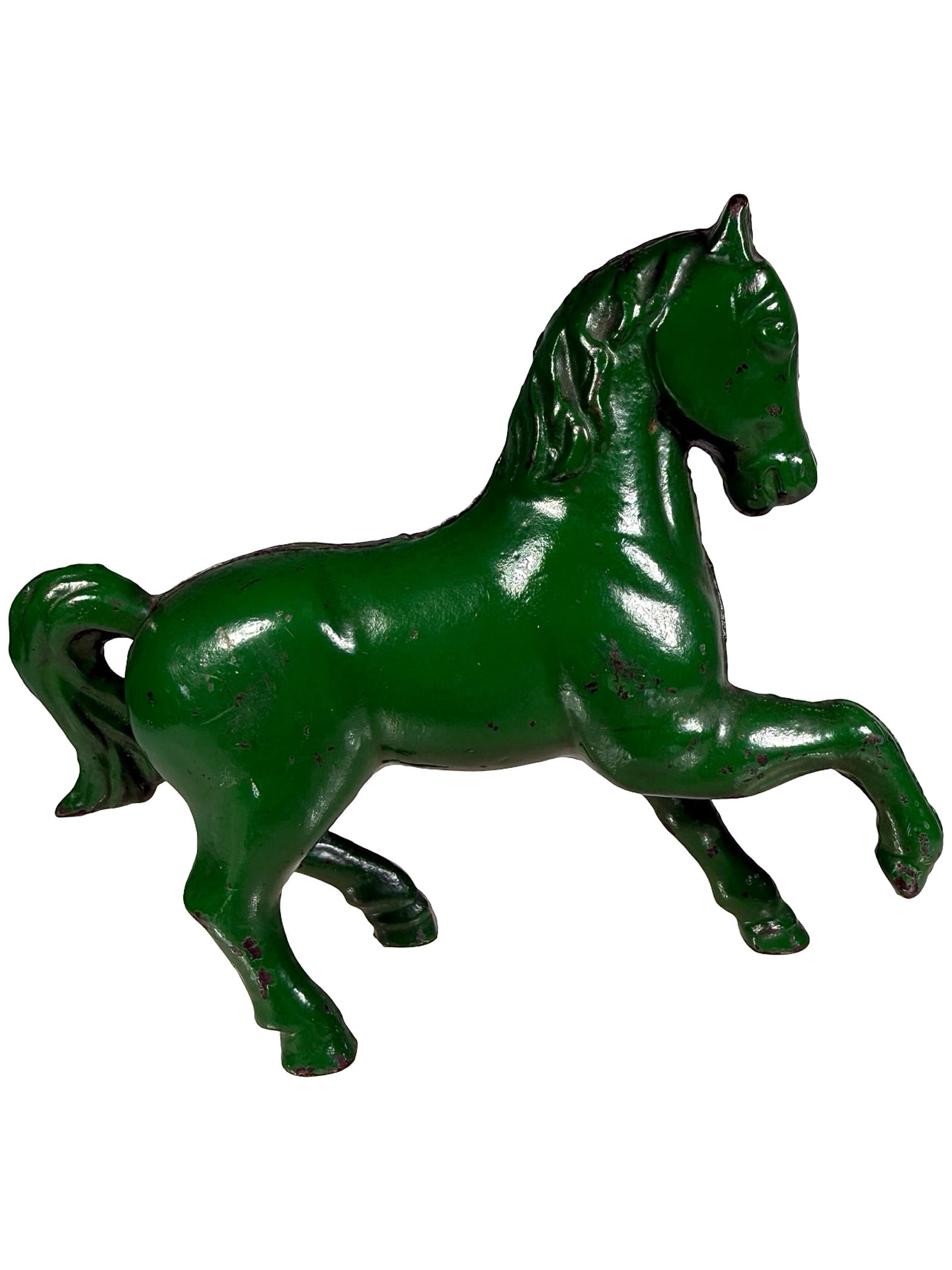 Prancing Horse - Small - Green: By A. C. Williams Company. Ravenna, Oh. - 1915. 4 1/2" Long x 4 1/4" Tall. The Mike Henry Collection.