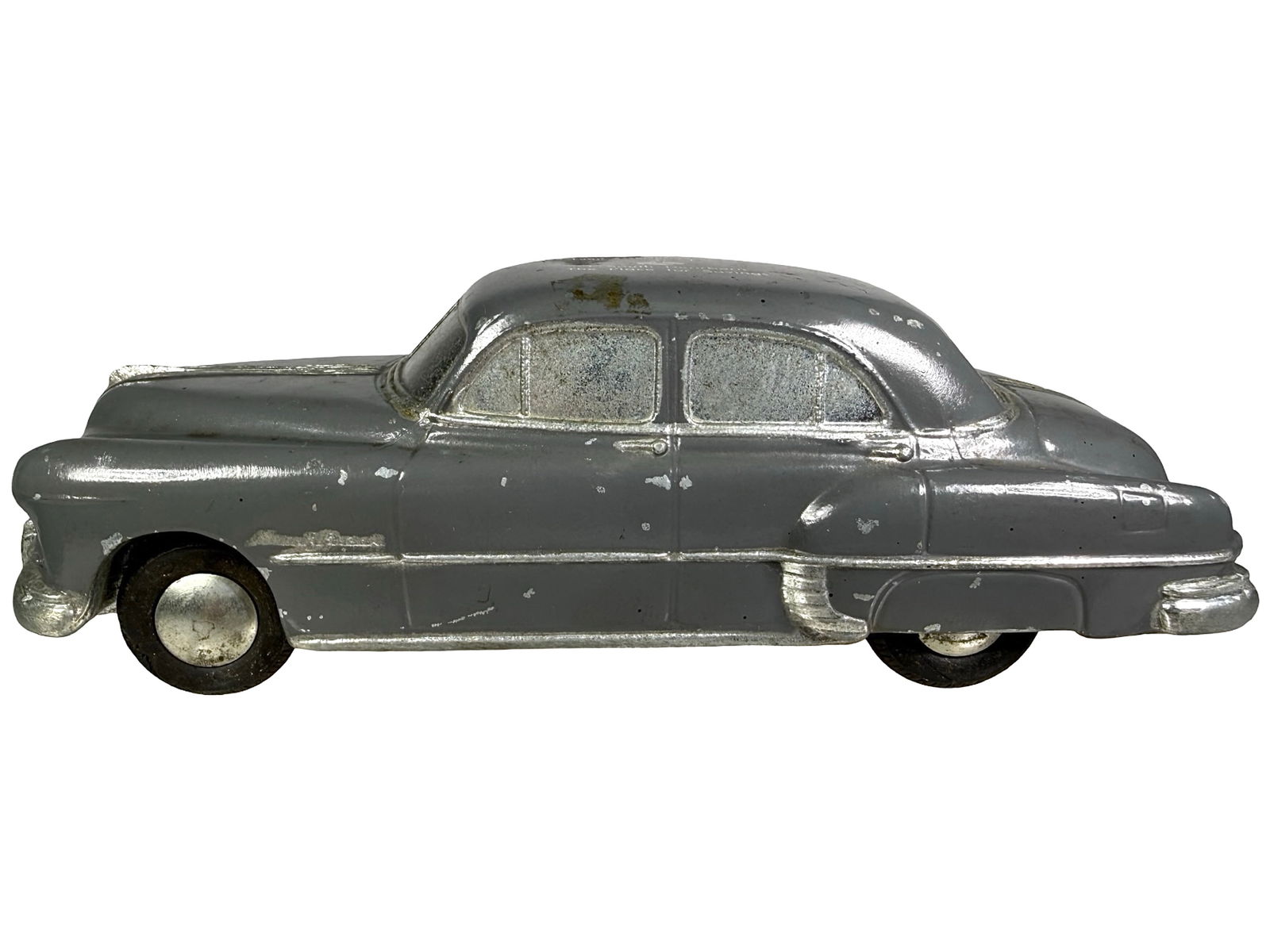 49' Pontiac Autobank: Banthrico Inc. Chicago, IL - 1950's. 7 1/4" Long x 2 1/4" Tall x 3" Deep. The Peirce Collection. Advertises: 1st Federal Savings & Loan Assn. - Chicago.