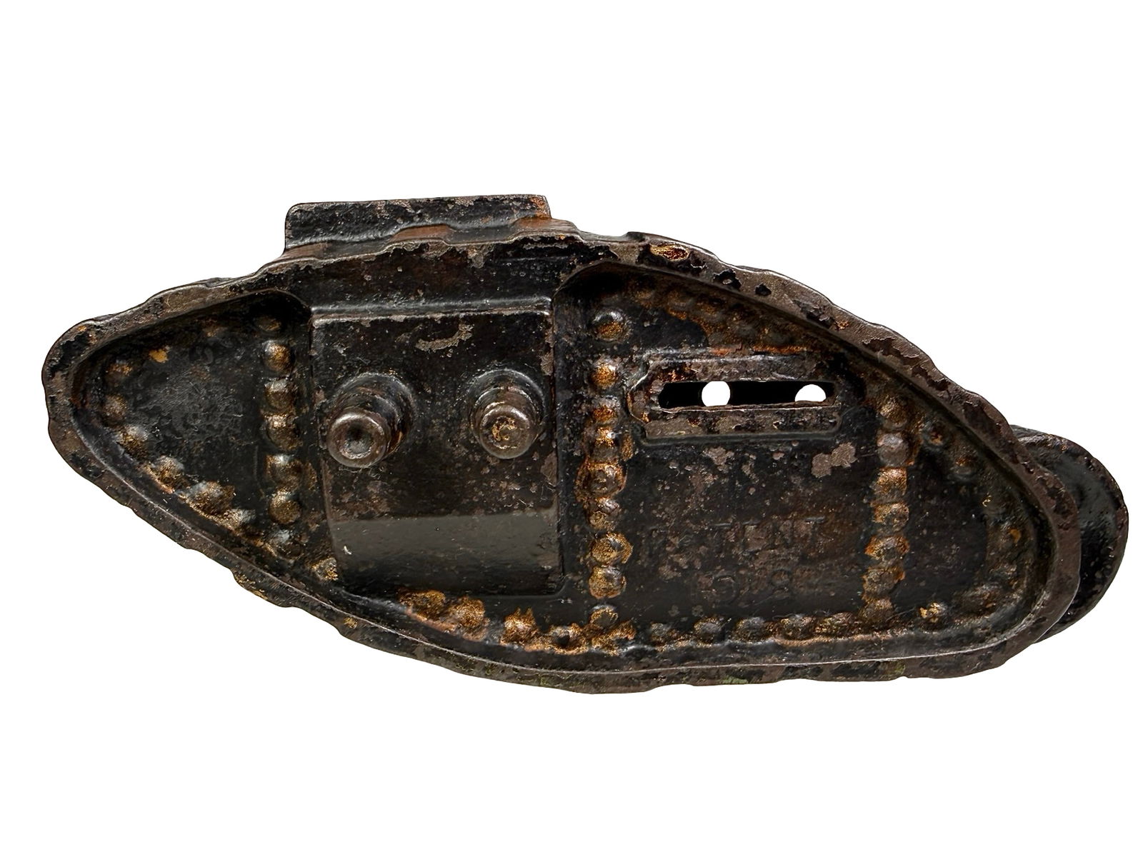 English - Tank Bank: John Harper Ltd. England - 1918. 8 1/4" Long x 3 3/4" Tall x 3 7/8" Deep.