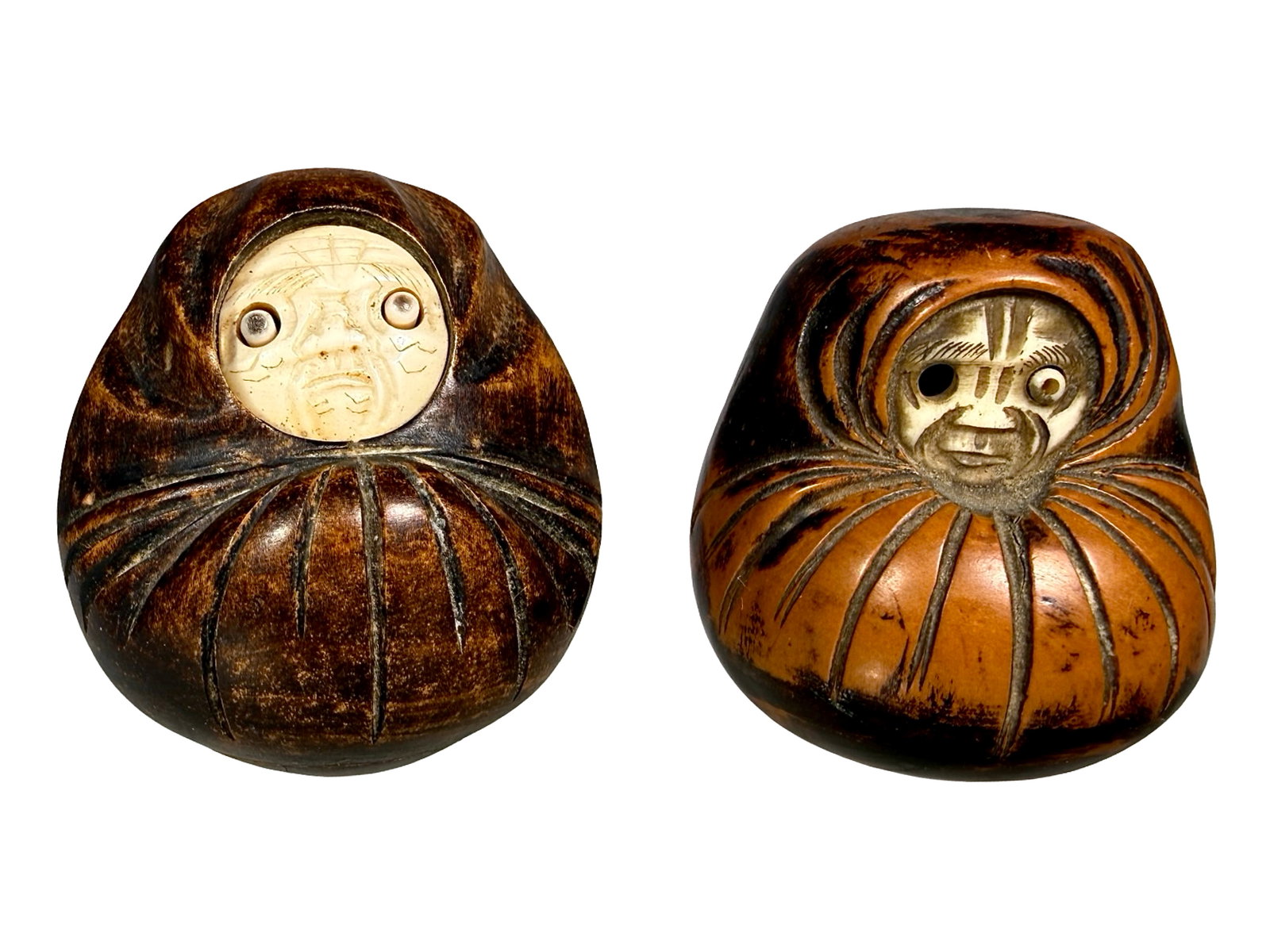 Two Kobe Toy Roly Poly Dolls: Japanese - Circa 1910. Each about 2" Tall.