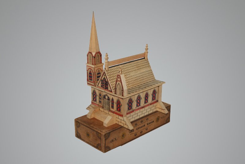 Church Construction: W. S. Reed Leominster, Massachusetts – Circa 1890 Known as Reed’s Sunday Toy. It is comprised of lithographed wooden blocks that when assembled form a Gothic Church. Material: Wood
