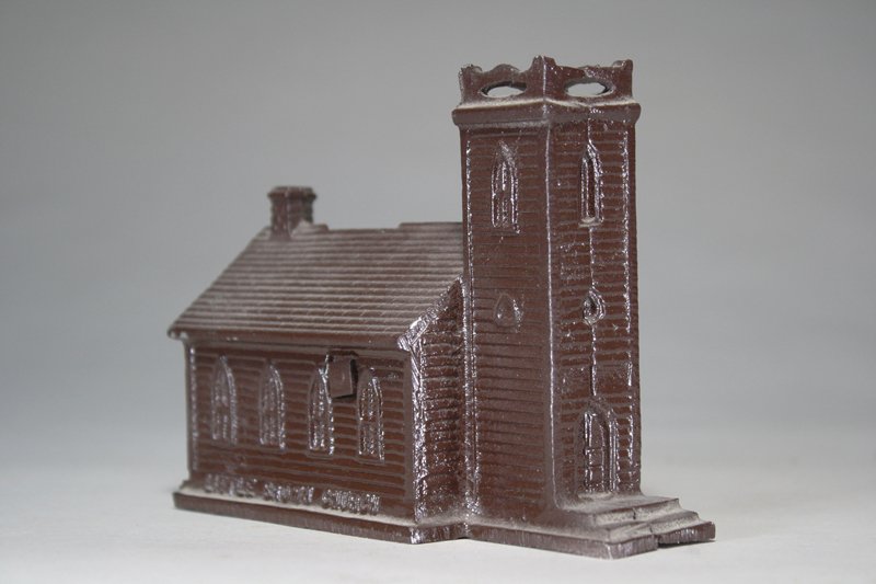 Little Brown Church in the Vale Archiectural Bank: Hout Metal Manufacture American – Circa 1950 Material: Aluminum