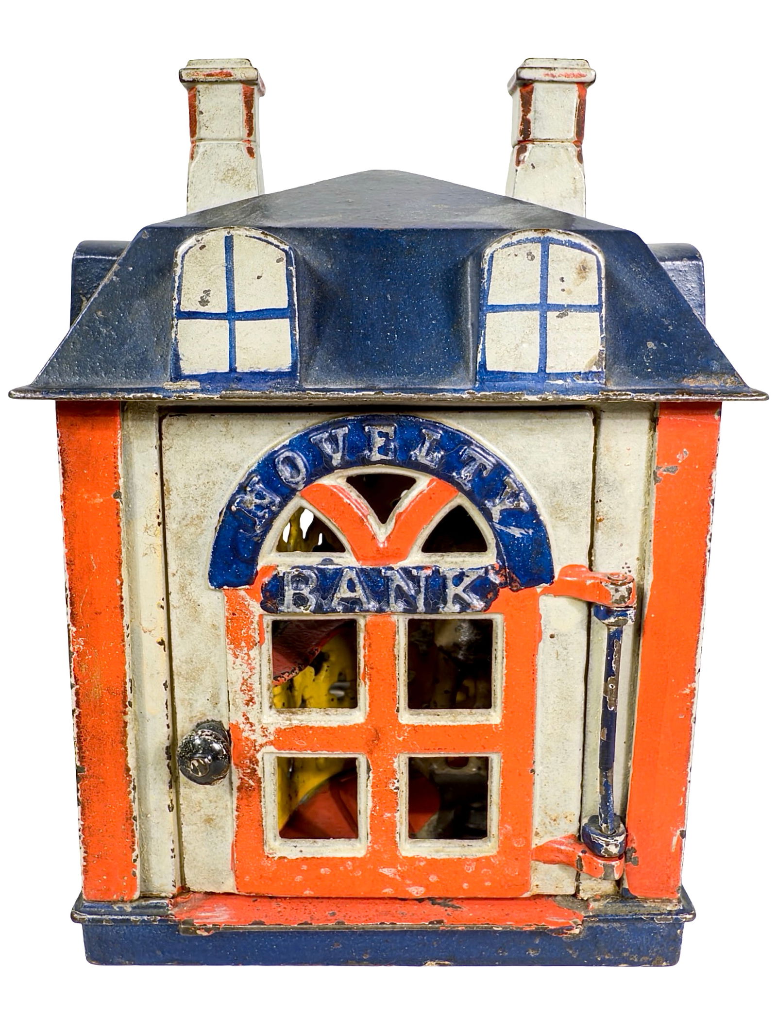 Novelty - Cast Iron Mechanical Bank: J. & E. Stevens Company - Cromwell, CT. 1870's. 6 3/4" Tall x 5" Wide x 5" Deep. The Peirce Collection.