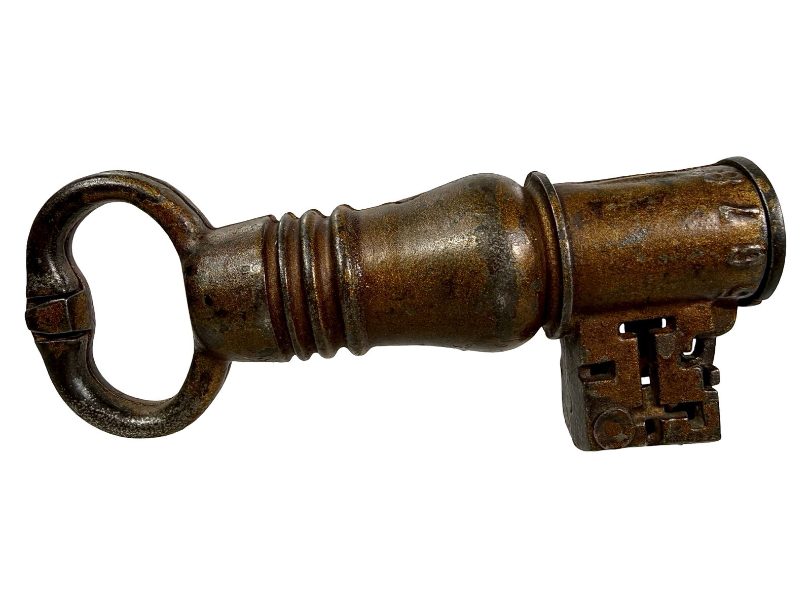 St. Louis Key - Cast Iron Mechanical Bank: Unknown Maker - American 1905. 5 1/2" Long x 2 1/4" Tall x 1 1/2" Deep. The Peirce Collection.