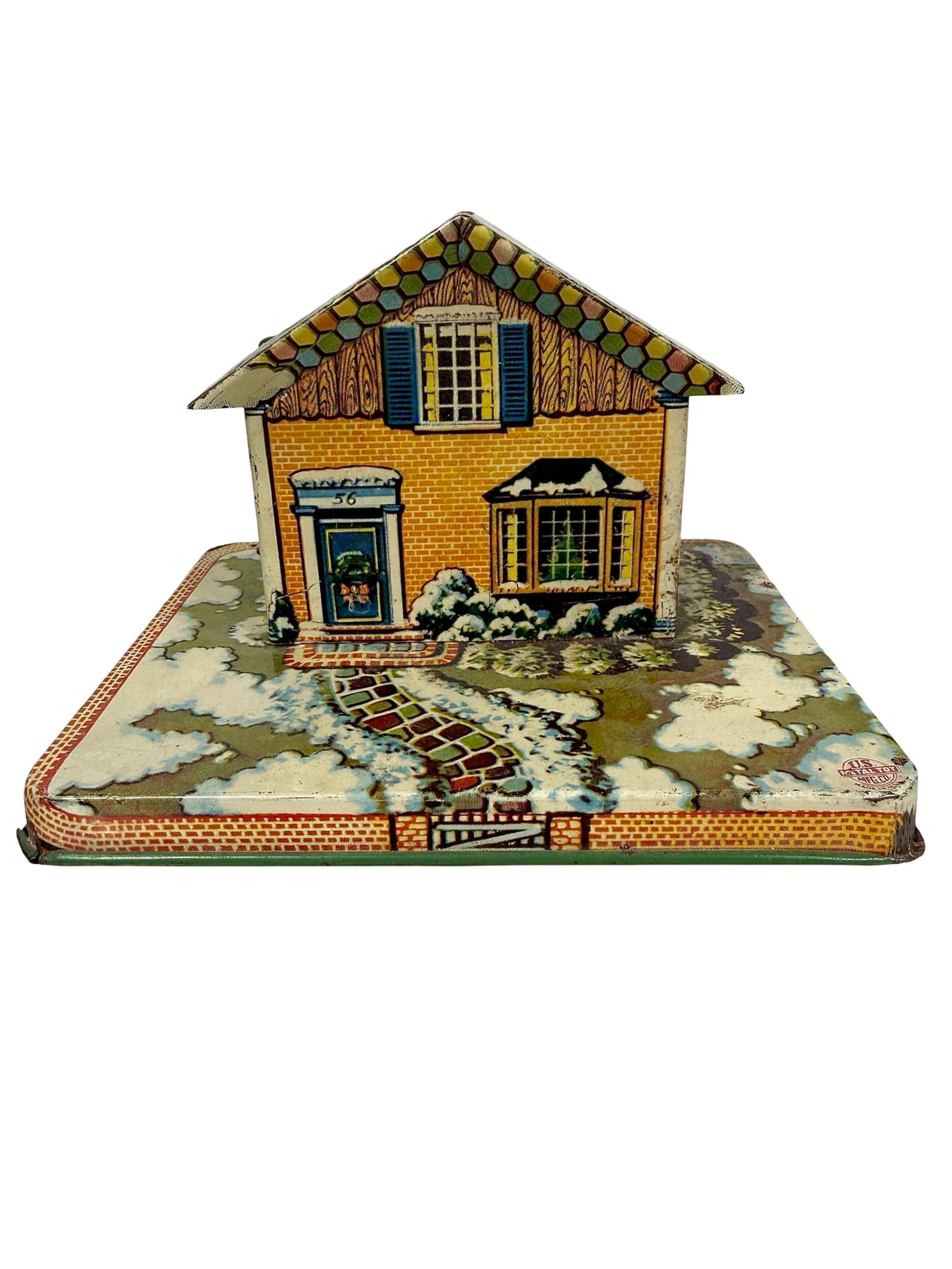 Lollipop Home Bank: U.S. Metal Toy Mfg Co. American 1930's. 3 1/2" Tall x 5 1/4" Wide. The Peirce Collection.