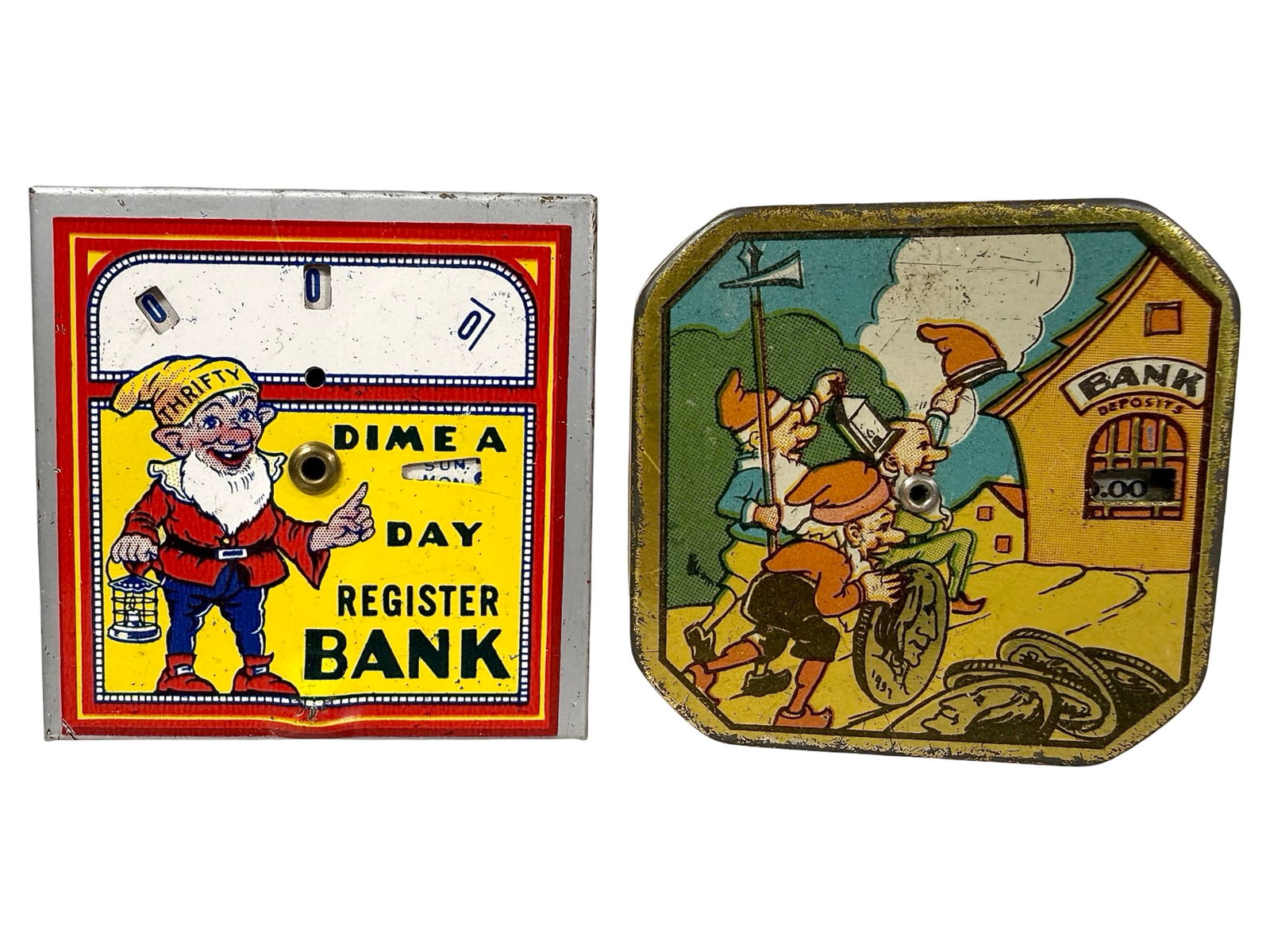 Two Pocket Dime Register Banks: American 1940's.