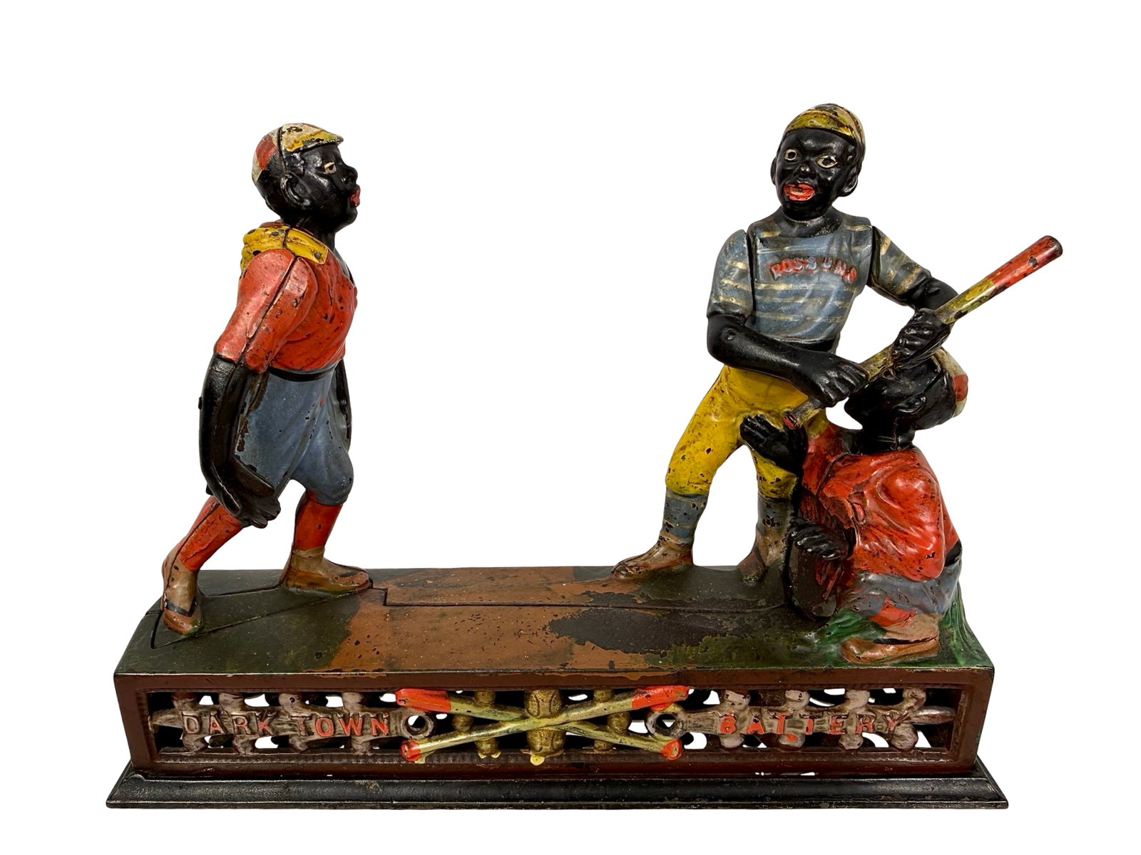 Darktown Battery - Cast Iron Mechanical Bank: J & E Stevens Company - Cromwell, CT. 1887 - 7"T x 10"L x 2 3/4"D