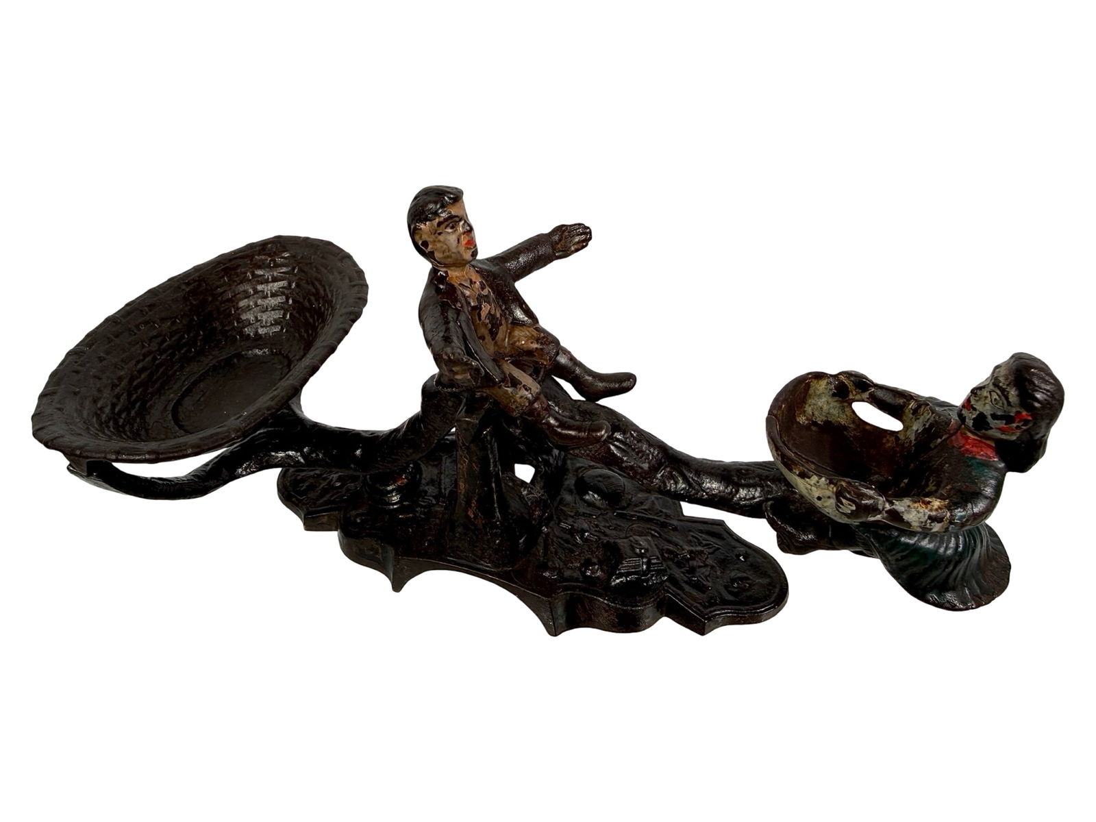 Rare Cast iron Figural Scale: Made by Ives, Blakeslee Company - Bridgeport, CT. 1880's - 4"T x 9 1/2"L x 4 1/2"D