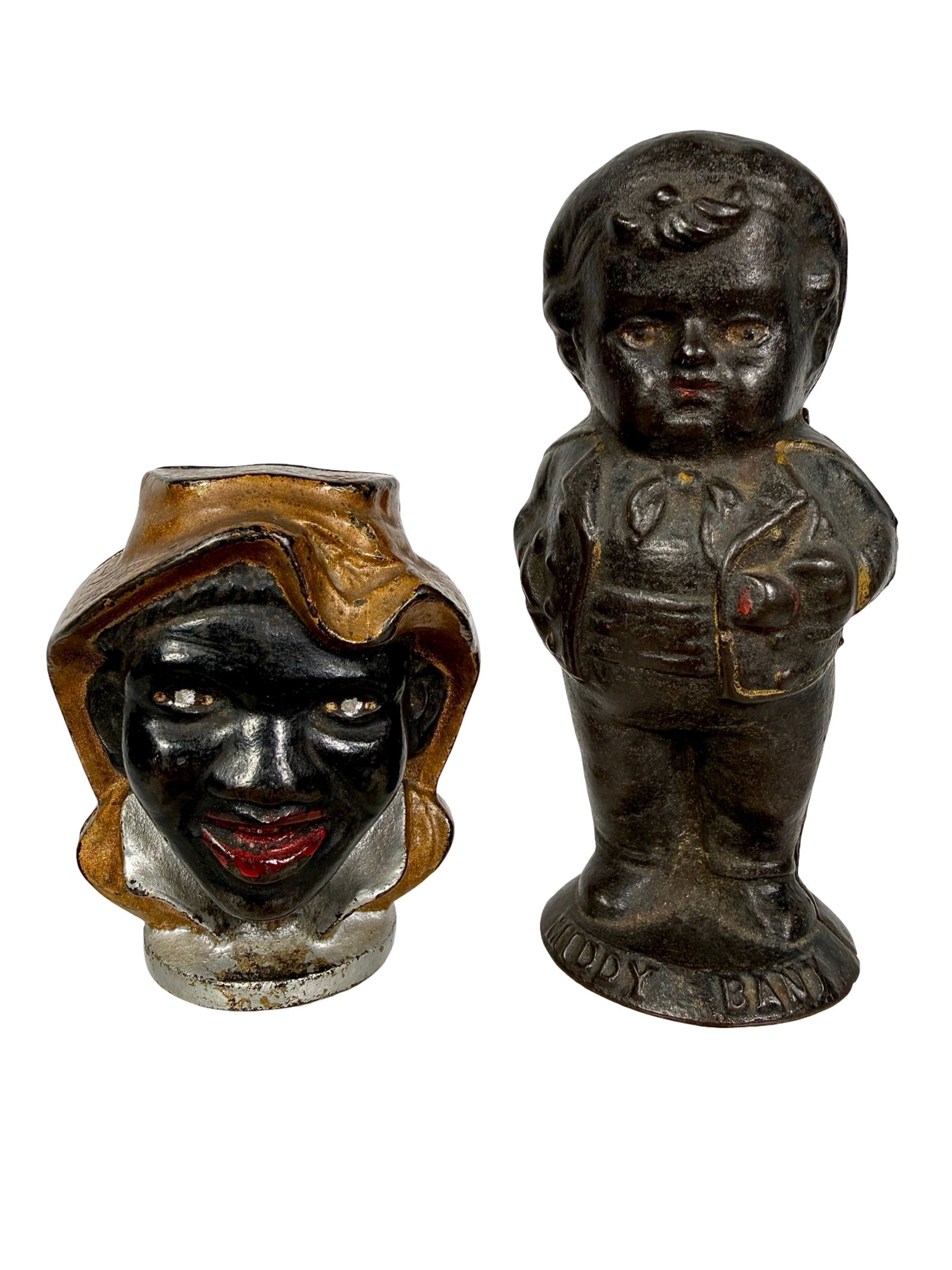 Two Cast Iron Still Banks - Two Faced Boy/Middy (1 of 13)
