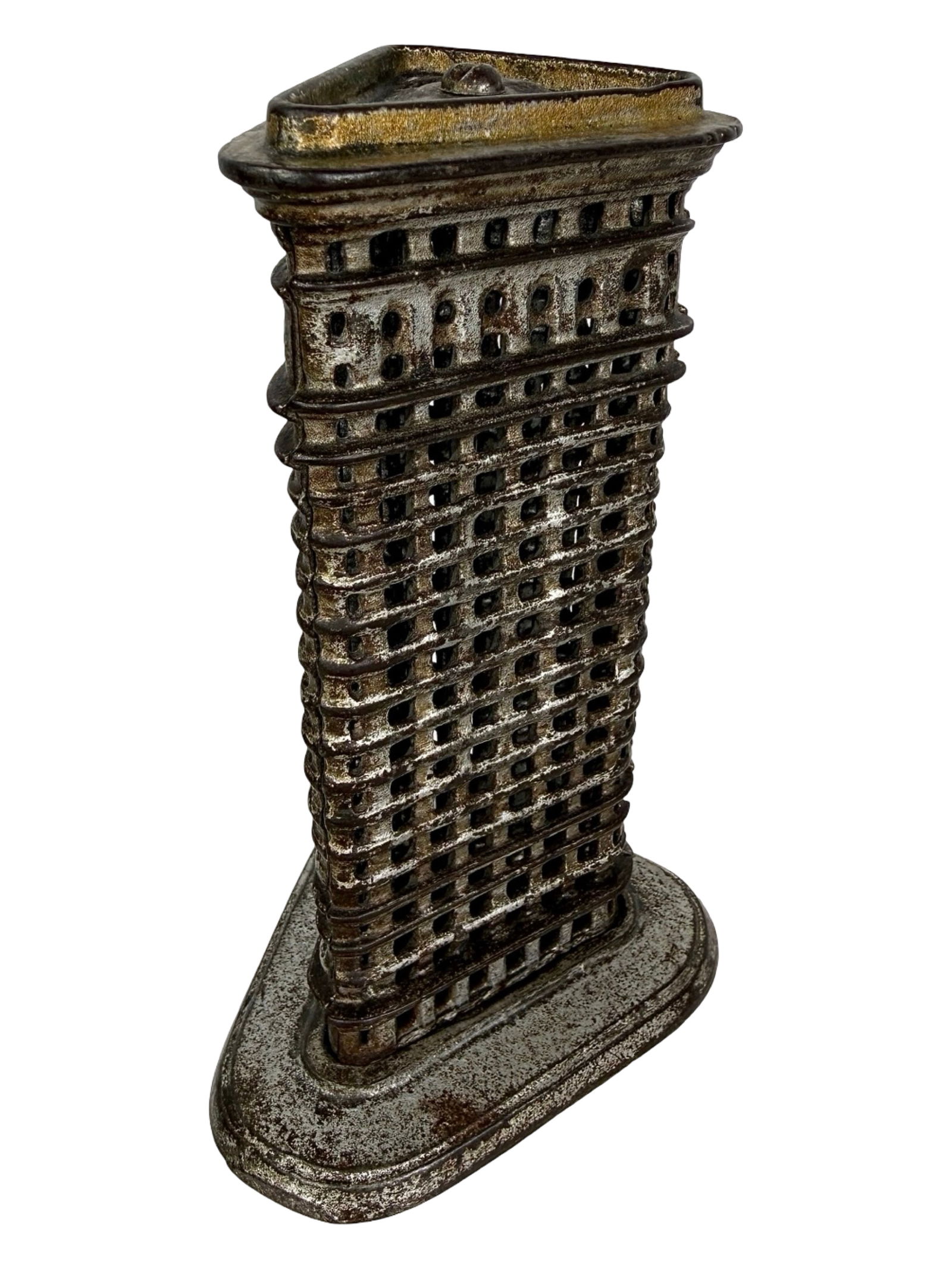 Flat Iron Bank - Second Smallest: Kenton Hardware - Kenton, OH. 1915 - 5 1/4"T x 3"W