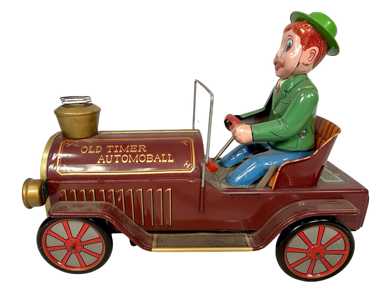 Old Timer Automoball - Battery Op Toy: Made by TM Modern Toys - Japanese 1960 - 8"T x 10"L x 4 1/2"D