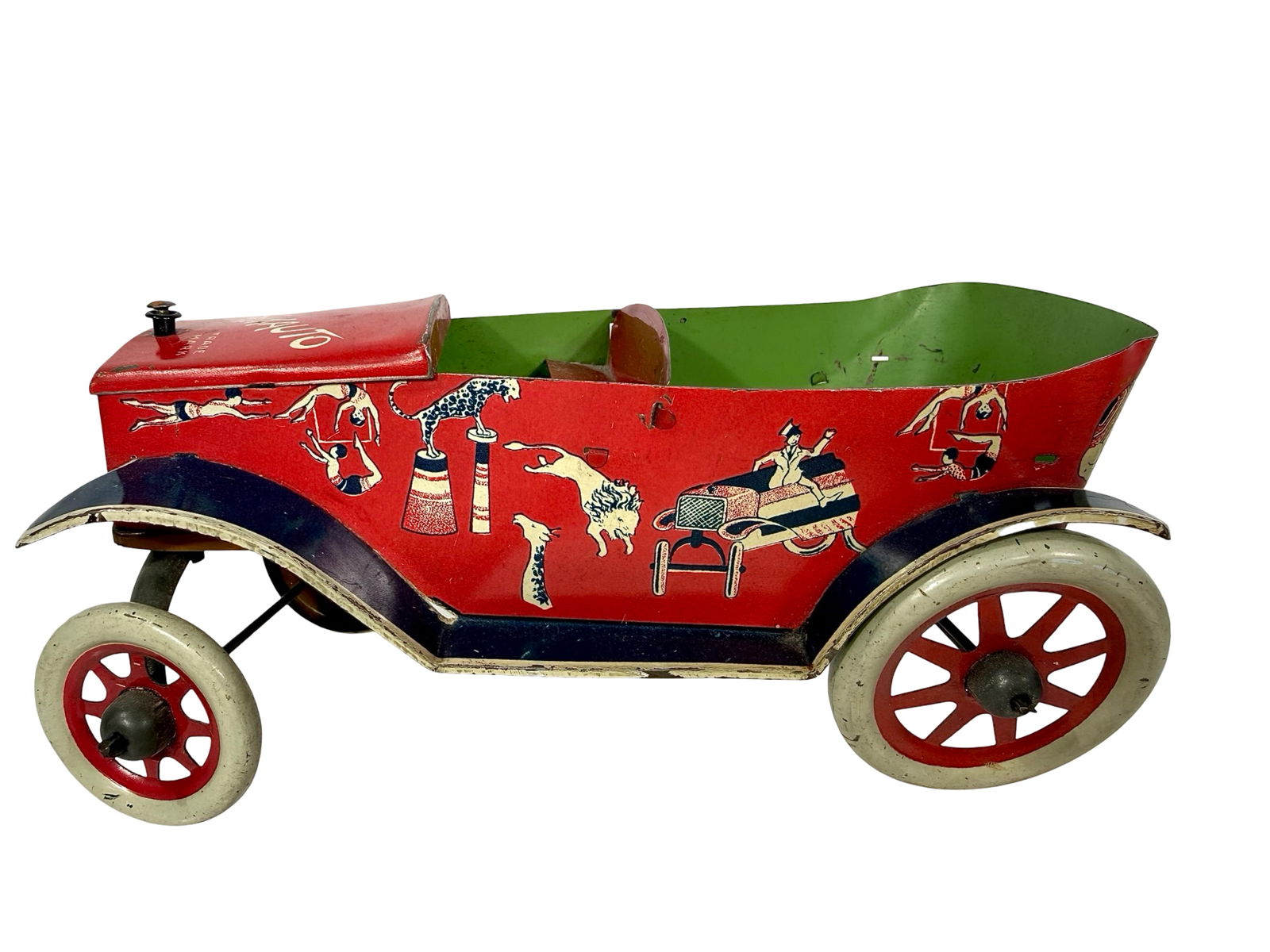 Trikauto Windup Toy: Ferdinand Strauss Corp. - NY City 1920's - 8"L x 3 1/2"T x 4"D