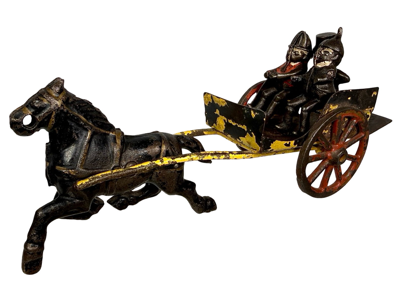 Road Cart with Three Brownie Figures - Very Rare: Wilkins Hardware - Keene, NH. 1905 - 7 1/2"L x 3 1/2"T x 2 1/2"W - The Olshefski Collection