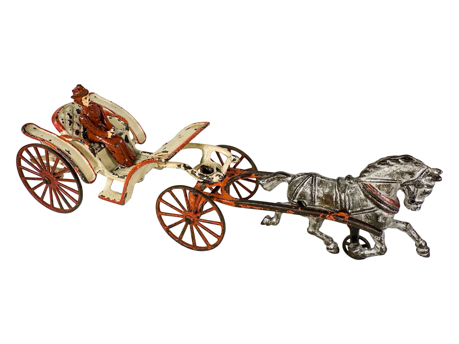 Single Horse All Iron Surrey: Hubley Mfg. Co. - Lancaster, PA. 1906 - 5 1/2"T x 16 1/2"L x 4 1/2"D - The Olshefski Collection