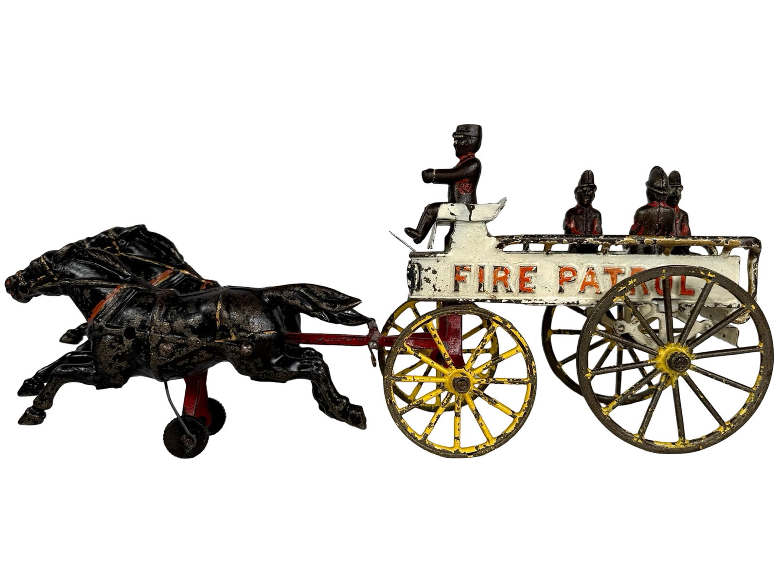 Fire Patrol Wagon - Tin and Cast Iron: Wilkins Hardware Co. - Keene, NH. 1905 - 6 1/2"T x 14"L x 4 1/2"D - The Olshefski Collection