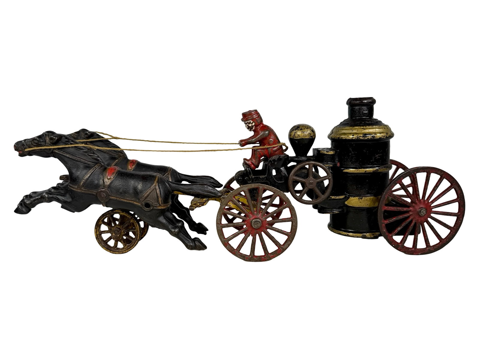 Two Horse Fire Pumper: Hubley Mfg. Co. - Lancaster, PA. 1896 - 5 1/2"T x 15"L x 4"D - The Olshefski Collection