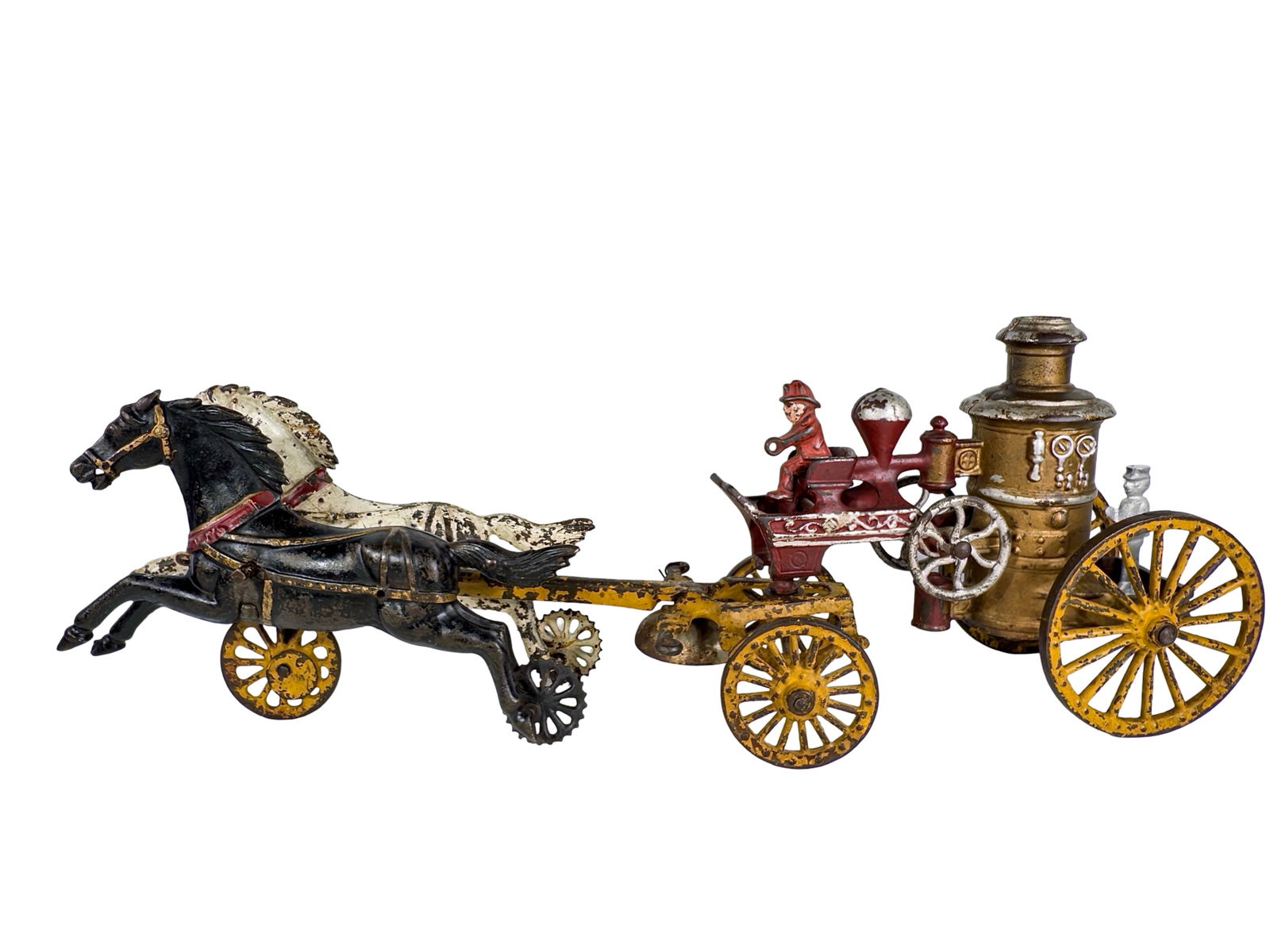 Two Horse Fire Pumper: Ideal Mfg. Co. - American 1895 - 7 1/2"T x 20"L x 4 1/2"D - The Olshefski Collection