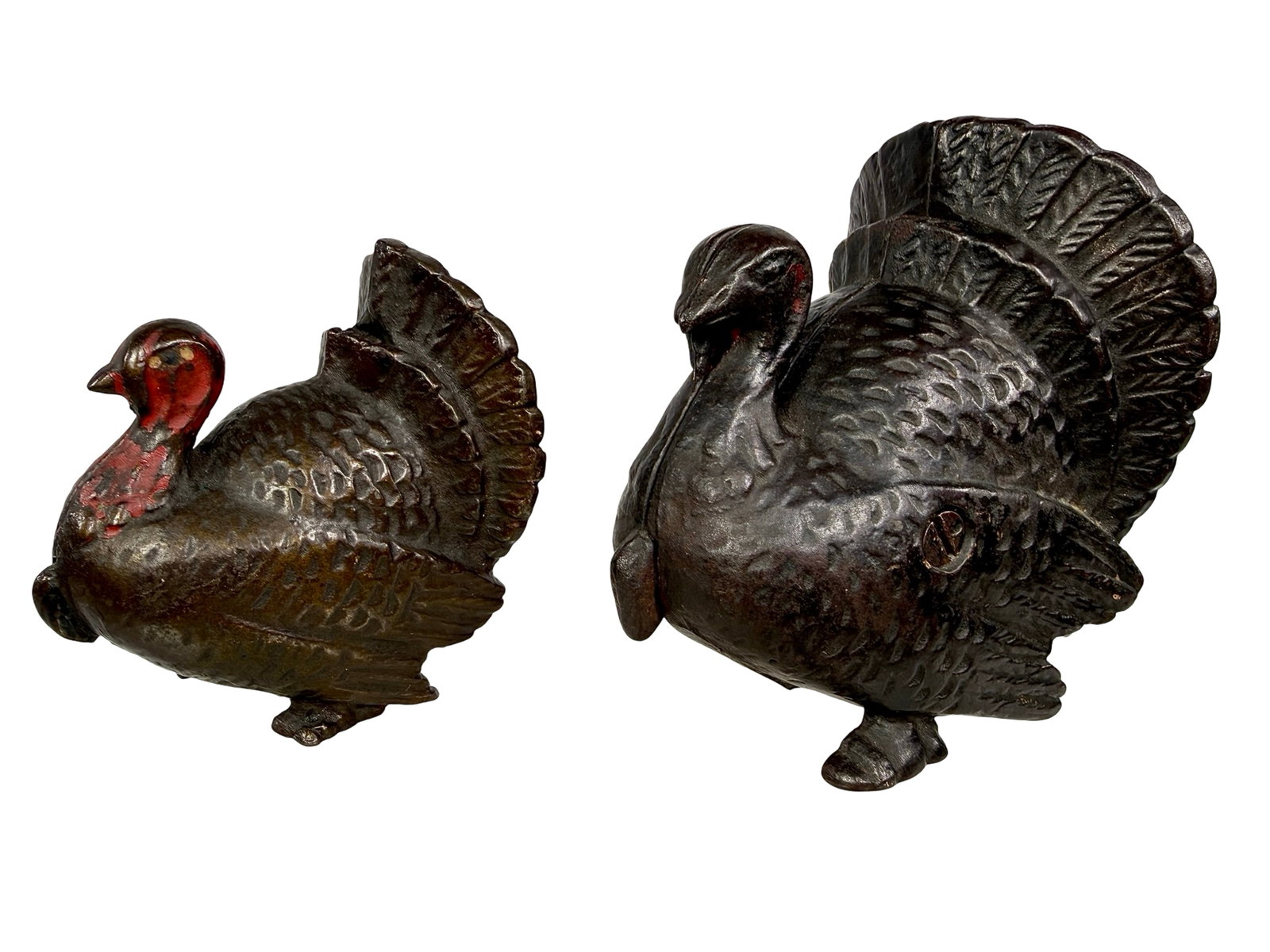 Small and Large Turkey Banks: A.C. Williams Co. - Ravenna, OH. 1920 - Taller one is 4 1/2"T - Clayton Luther Collection
