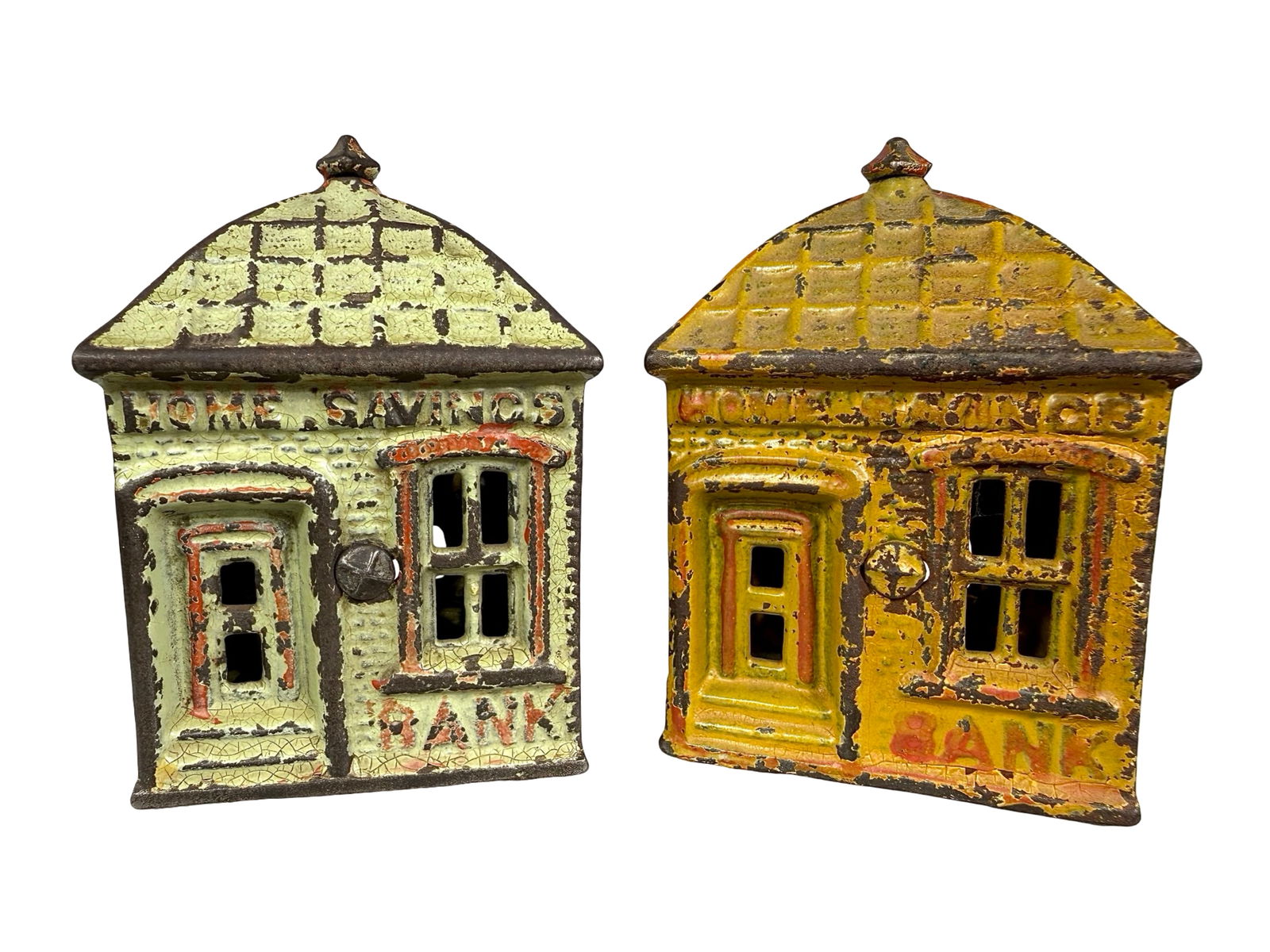 Home Savings Bank - Small: J & E Stevens Co. - Cromwell, CT. 1891 - 3 1/2"T x 2 1/2"W