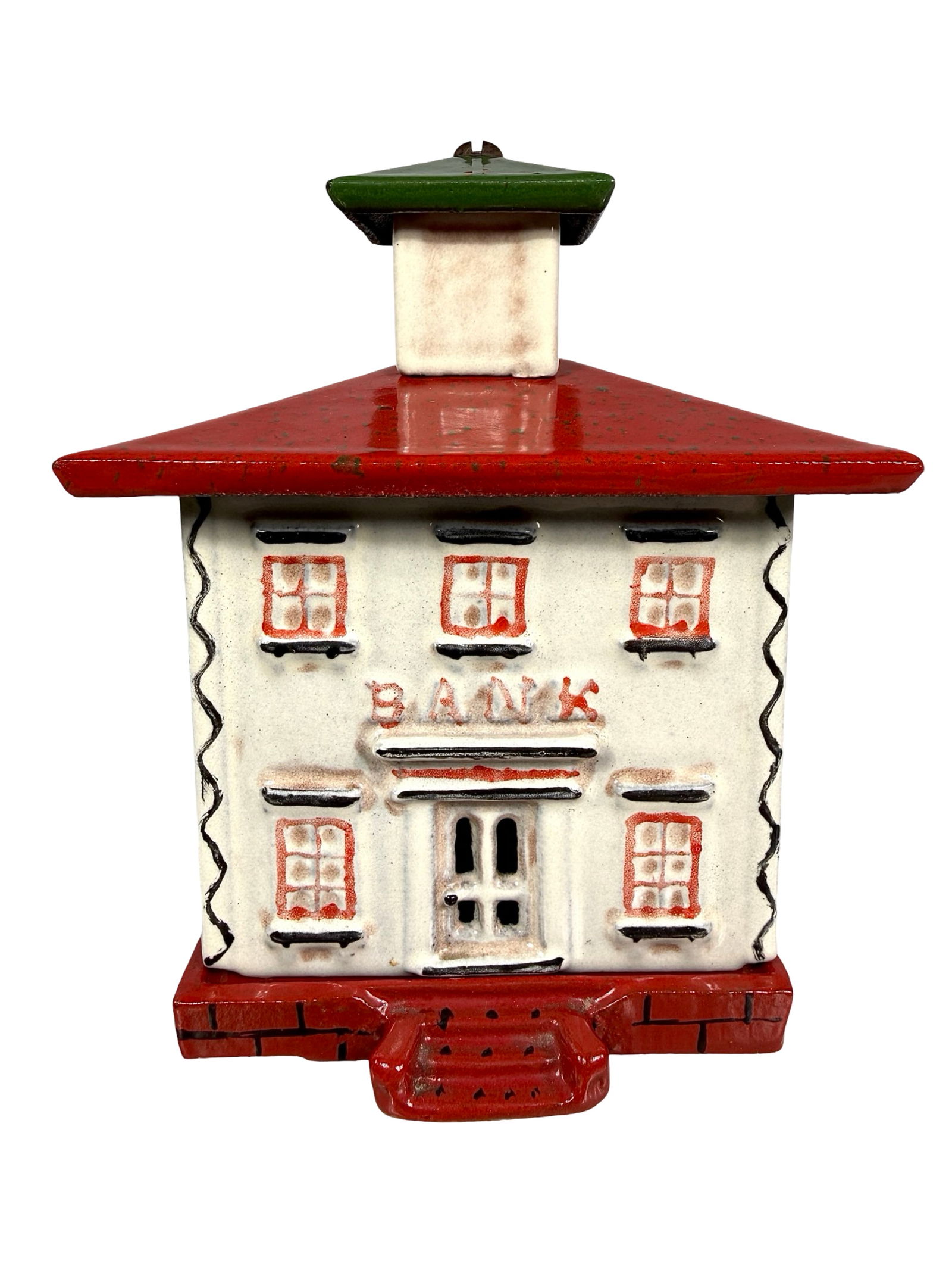 Cupola Bank - Large - Porcelain Finish: Ohio Foundry Co. - Cleveland, OH. 1947 - 5 1/2"T x 4 1/4"W - Clayton Luther Collection