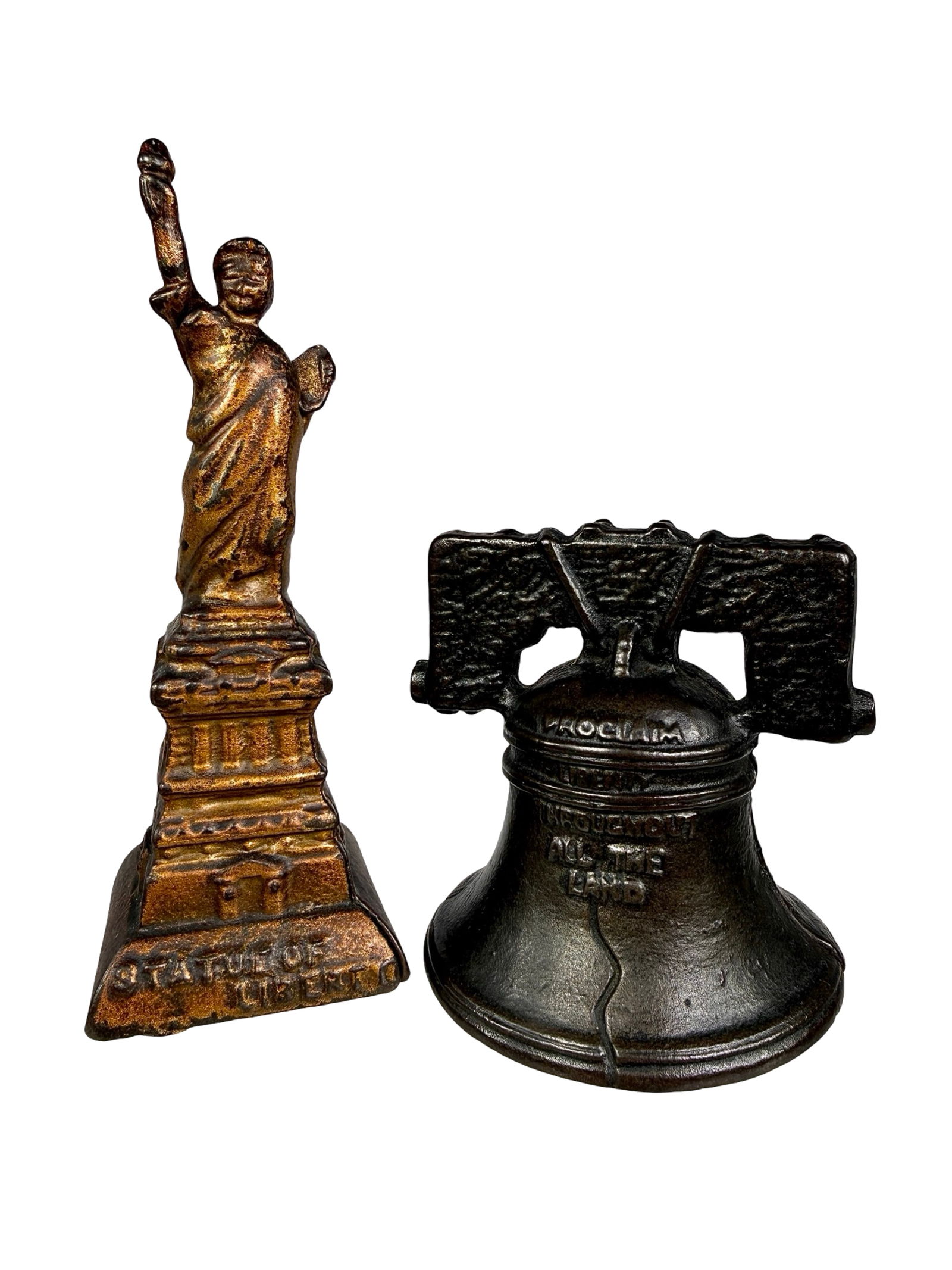 Statue of Liberty / Liberty Bell Banks: American 1920's - Taller is 6"T x 2 1/4"W