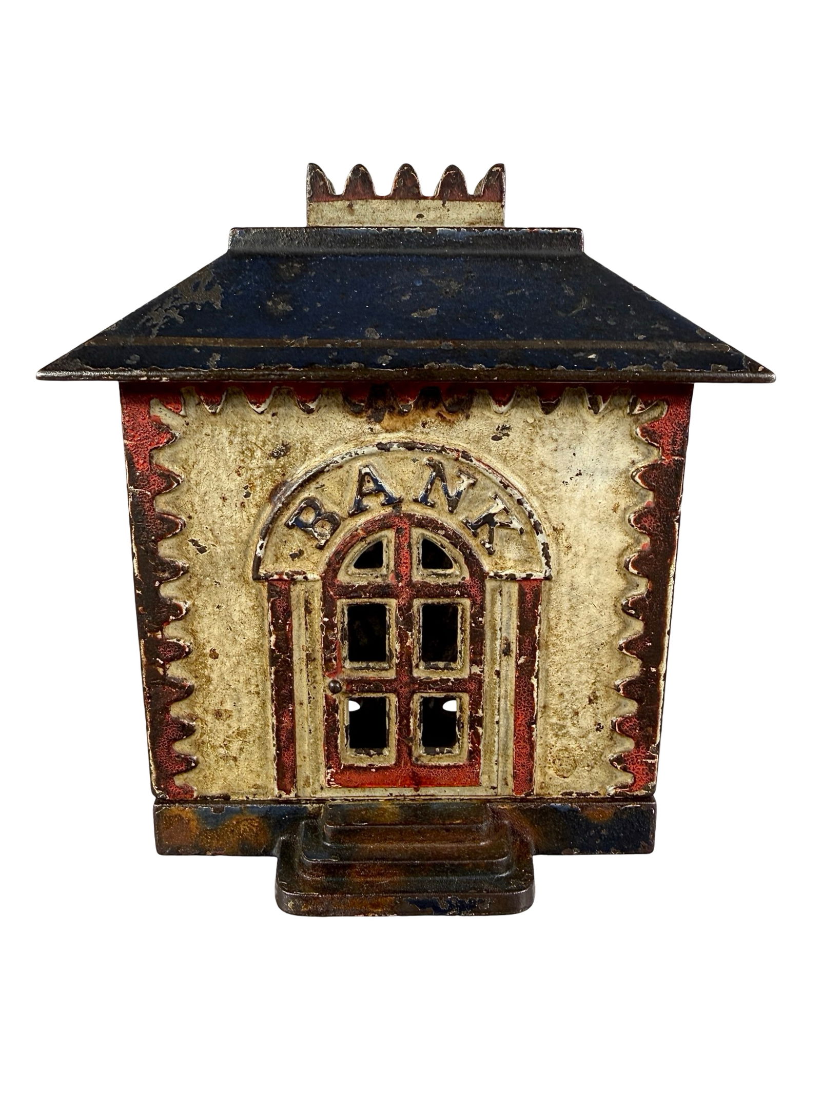 Patriotic Crown Bank - Large Version: J & E Stevens Co. - Cromwell, CT. 1880 - 5" T x 4 3/8" L