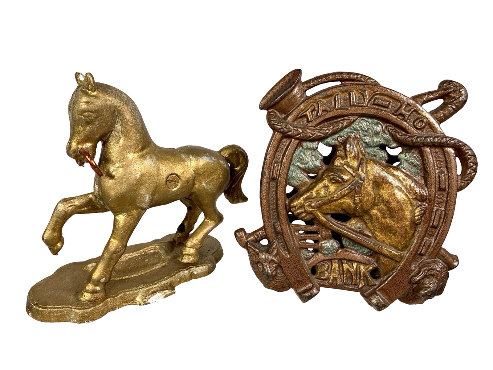 Tally HO/Horse on Base - Aluminum: English/French 1920/30's - Tally HO is 4 1/4"T x 4 1/8"W - The Tom Kellogg Collection