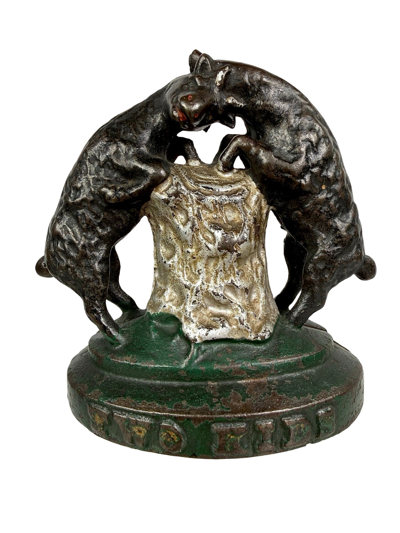 Two Kids Cast Iron Still Banks: John Harper Designer - Chicago, IL. 1905 - 4 1/4"T x 4 1/2"W - The Tom Kellogg Collection