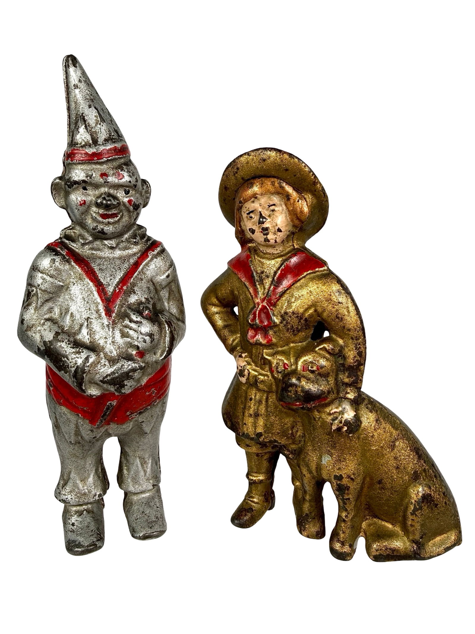 Clown/Buster Brown and Tige Still Banks: A.C. Williams Co. - Ravenna, OH. 1920's - Clown is 6"T x 2 1/2"W - The Tom Kellogg Collection