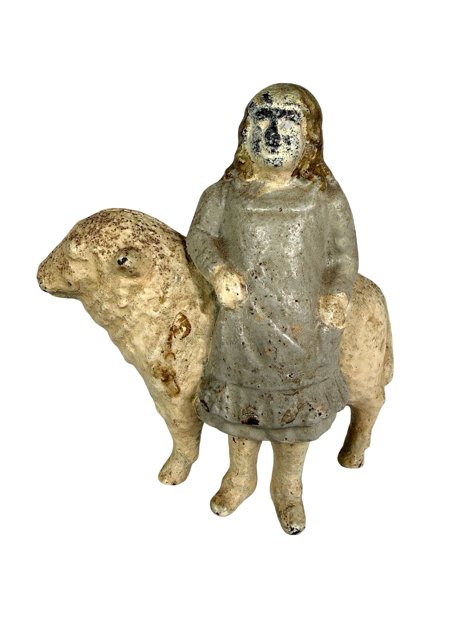 Mary and Her Lamb Still Bank: J & E Stevens Co. - Cromwell, CT. 1895 - 4 1/2"T x 4 3/8"W - The Tom Kellogg Collection