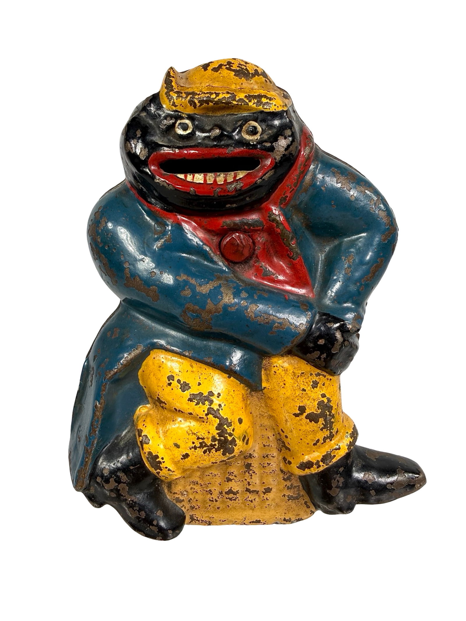 Man Seated on Bale of Cotton - Cast Iron Still Bank (1 of 6)