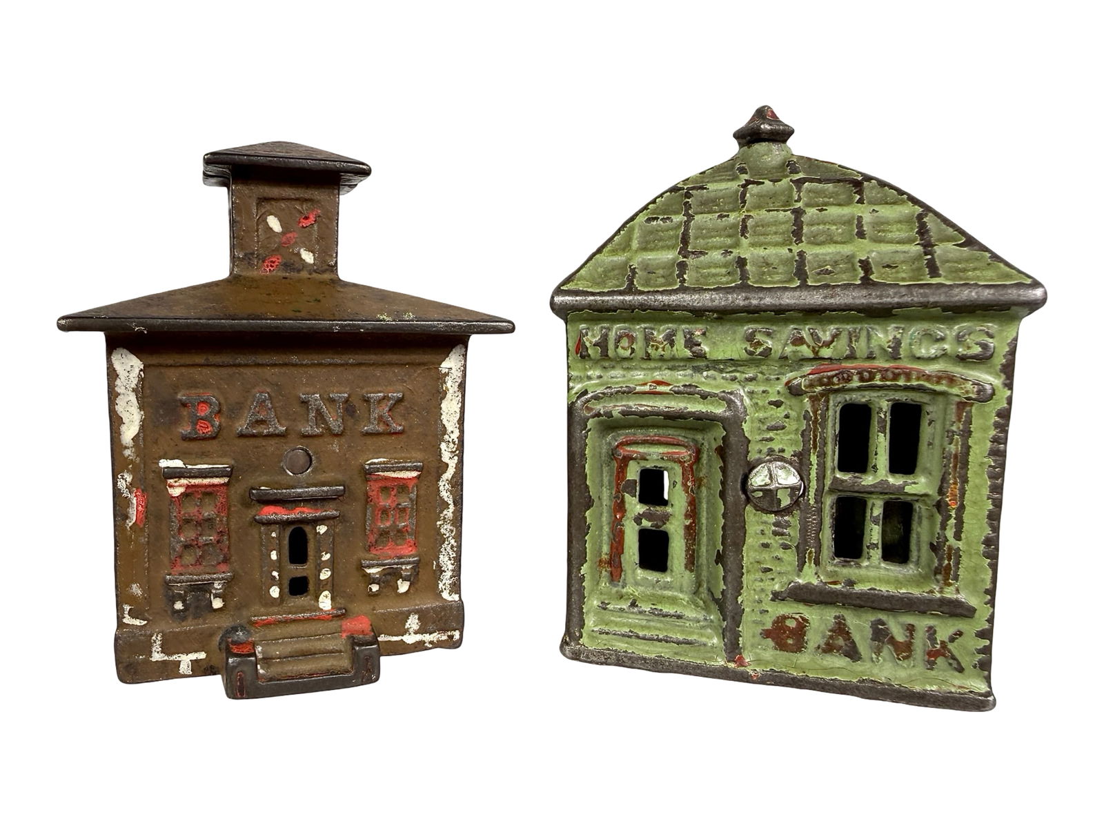 Cupola - Small/Home Savings Bank: American 1880/90's - Home Savings is 3 1/2"T x 2 1/2"W -The Tom Kellogg Collection
