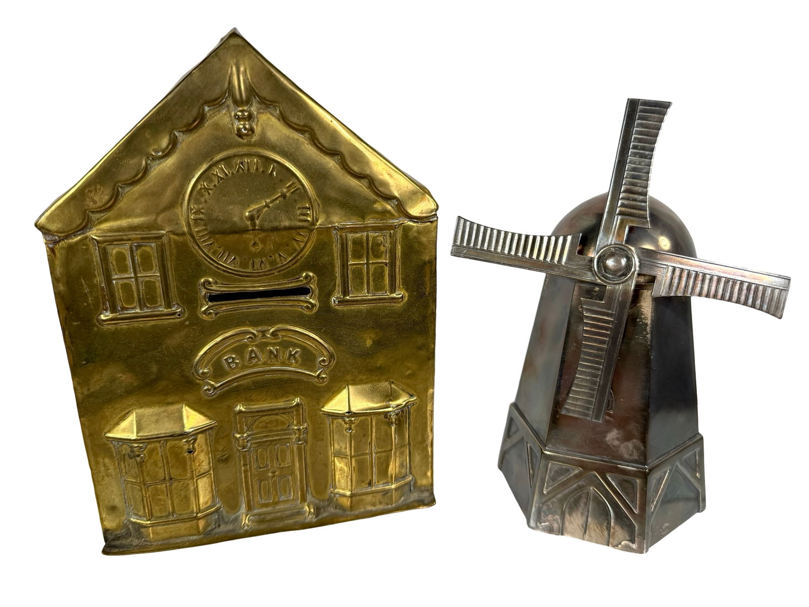 Windmill / Tin Stained House: European- 1890/1920 Taller One is 6 3/4"T x 5"W -The Tom Kellogg Collection