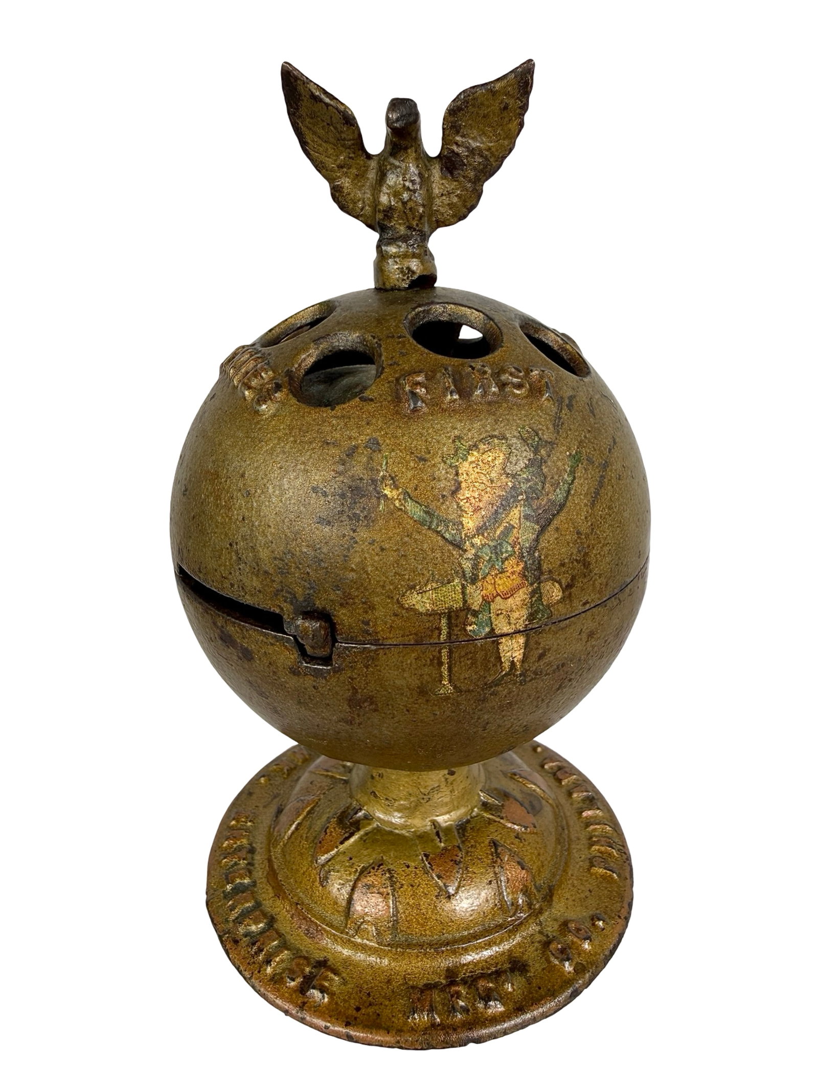 Ringing Globe Bank: Enterprise Mfg. Co. Philadelphia, Pensylvannia 1875 - 5 1/2"T x 3 3/8"W -The Tom Kellogg Collection