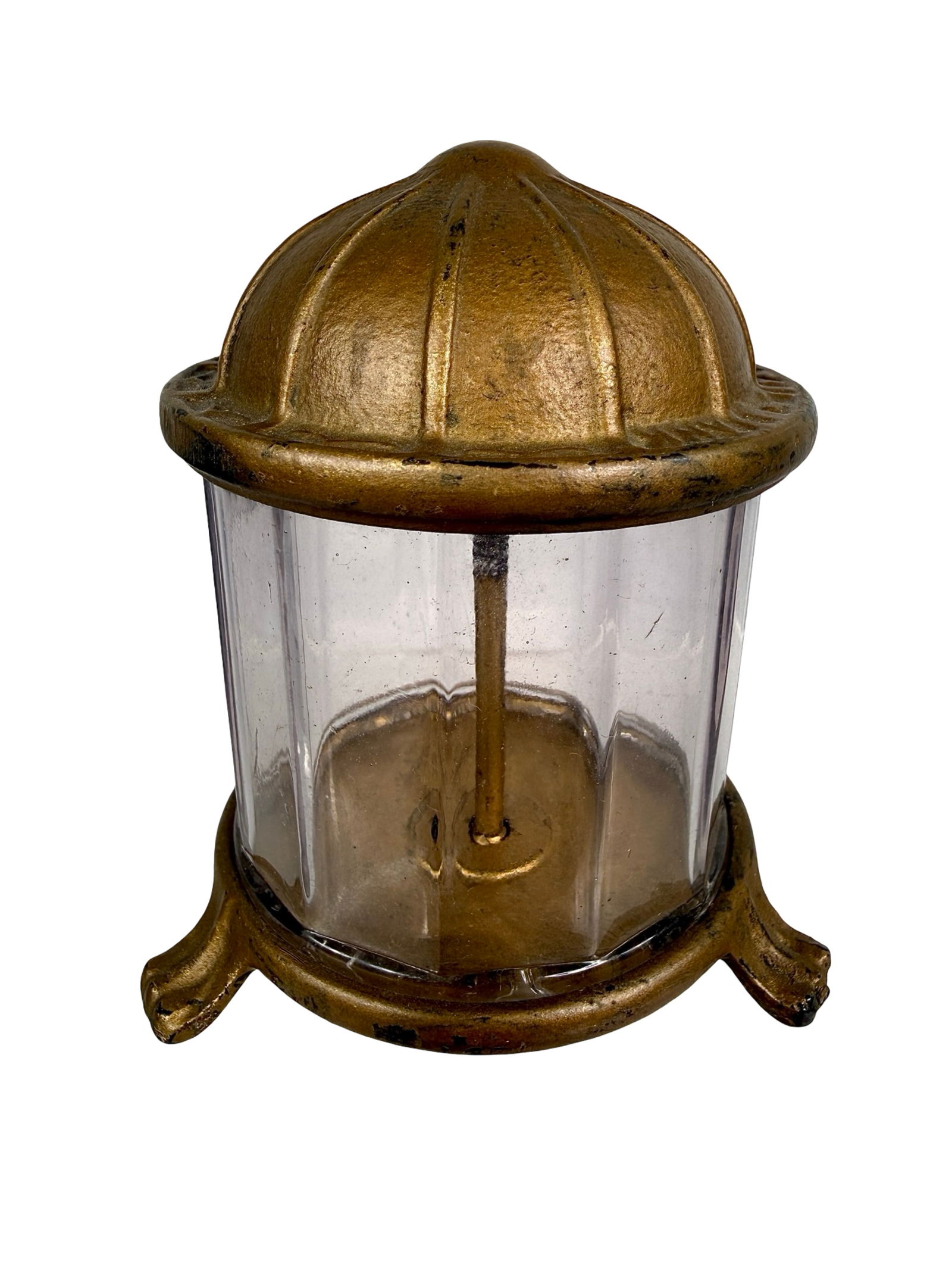 Cylindrical Bank - Cast Iron and Glass: American 1920 - 3 1/2"T x 3"W - The Tom Kellogg Collection