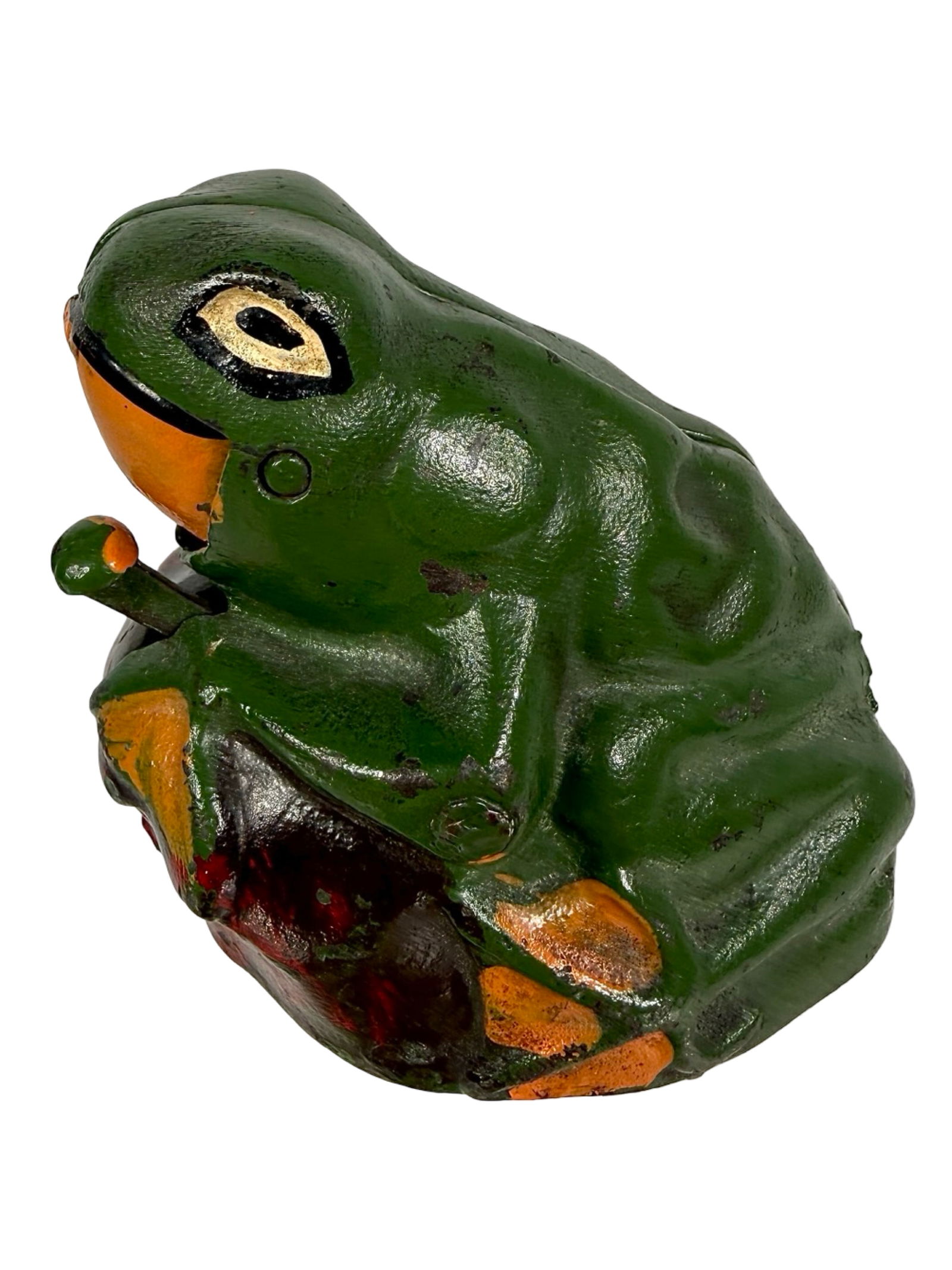 Frog on Rock - Cast Iron Mechanical Bank: Kilgore Mfg. - Westerville, OH. 1920's - 2 3/4"T x 2 3/4"W x 3"D