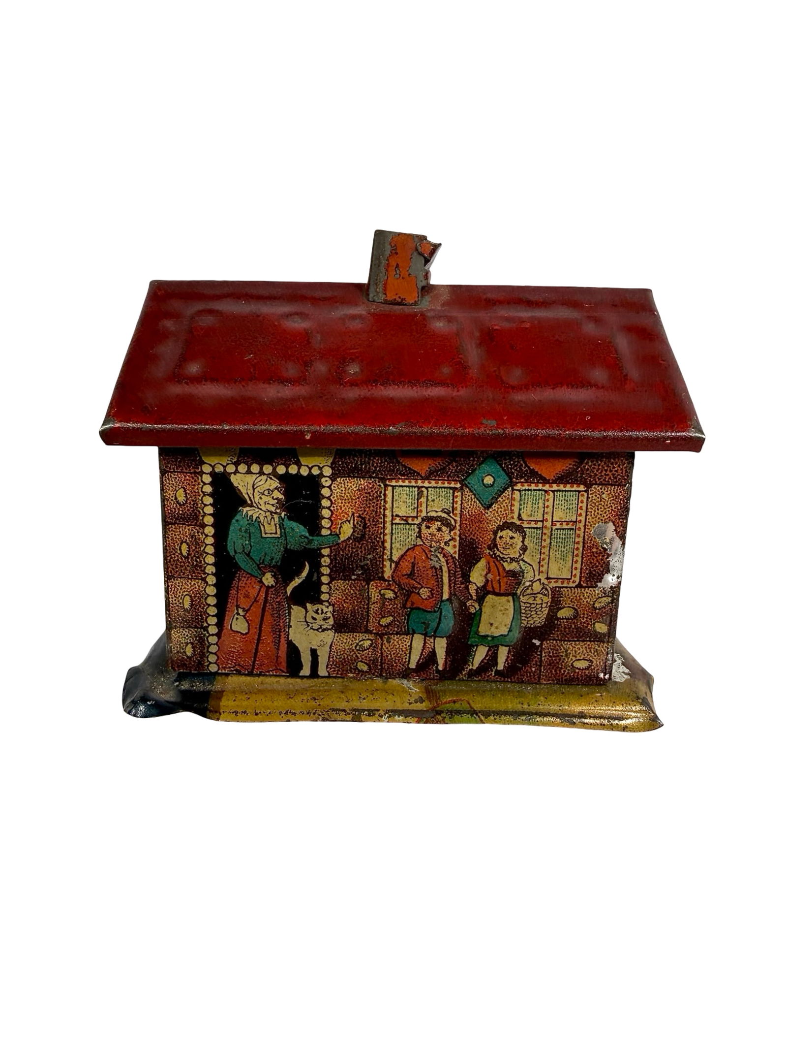Gingerbread House Penny Toy Bank: German 1920's - 2"T x 2 1/2"L