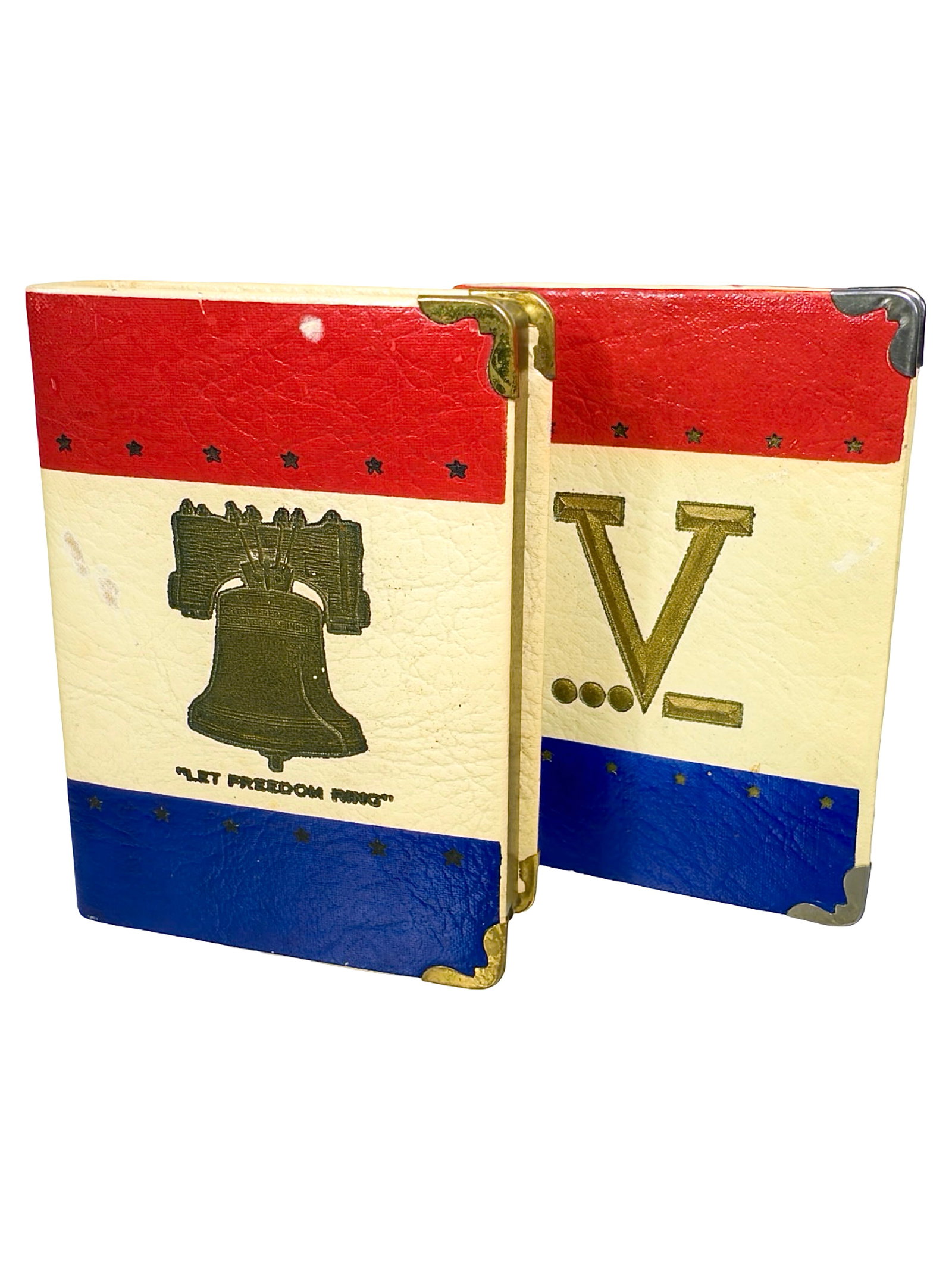Two Patriotic Book Banks: Made by Zell Products Inc. New York - 1930's. 4 1/4" Tall x 3 1/8" Wide. Bob and Shirley Peirce Collection.