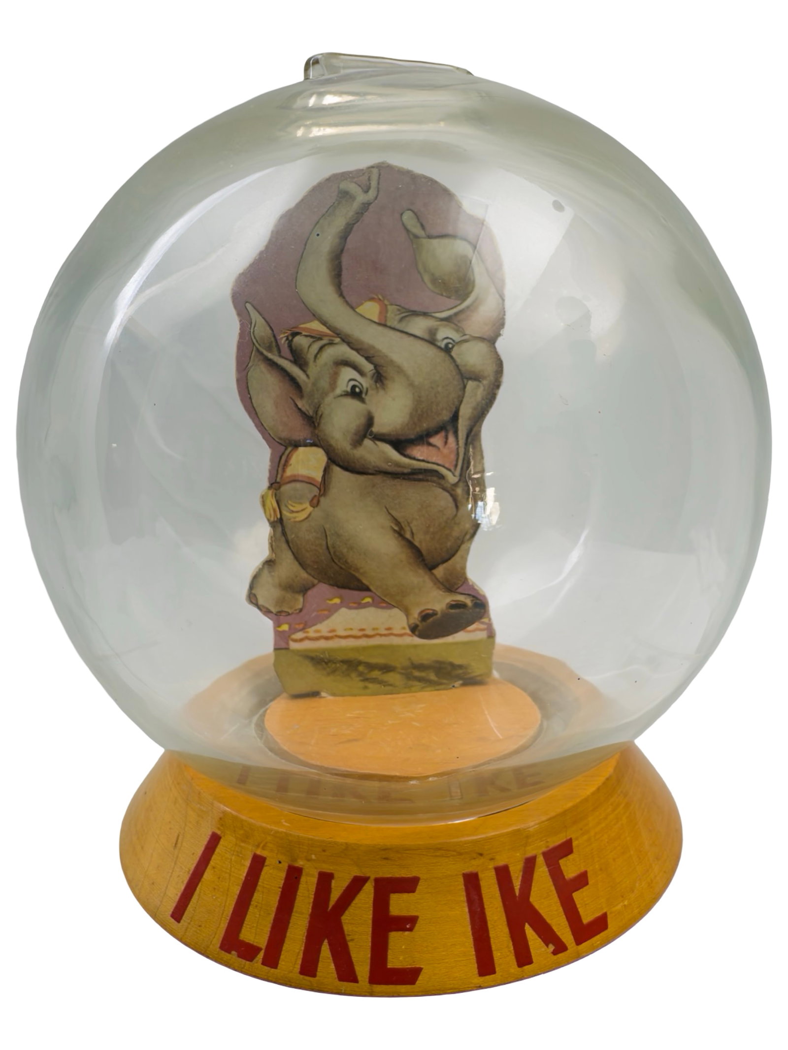"I Like Ike" - Baby Elephant as the symbol of the Republican Party - Very Rare: Made by the Vic Moran Company. Bradford, Pennsylvania - Ca. 1950. 7" Tall x 6" Wide. Bob and Shirley Peirce Collection.