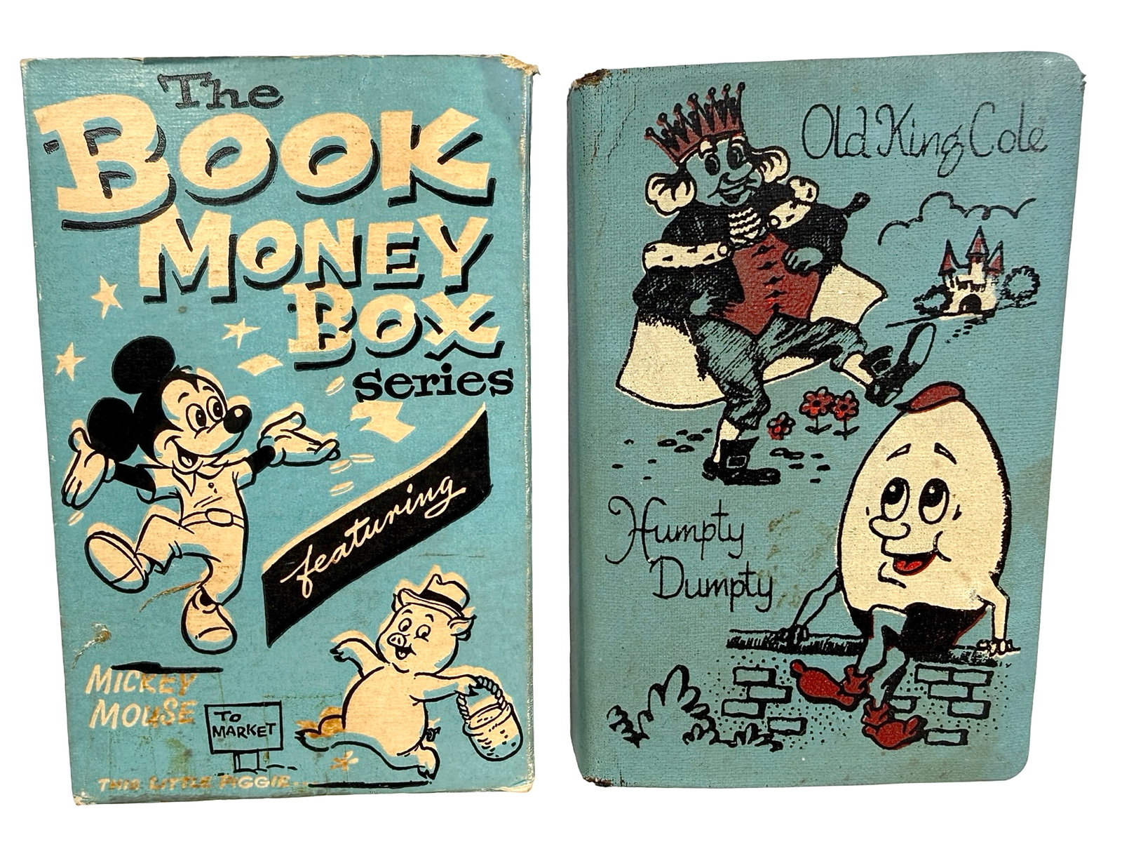 Book Money Box - Humpty Dumpty: Pearson - Page - Jewsbury Co. Ltd. Birmingham, England - 1950's. 4 1/2" Tall x 3" Wide. Bob and Shirley Peirce Collection.