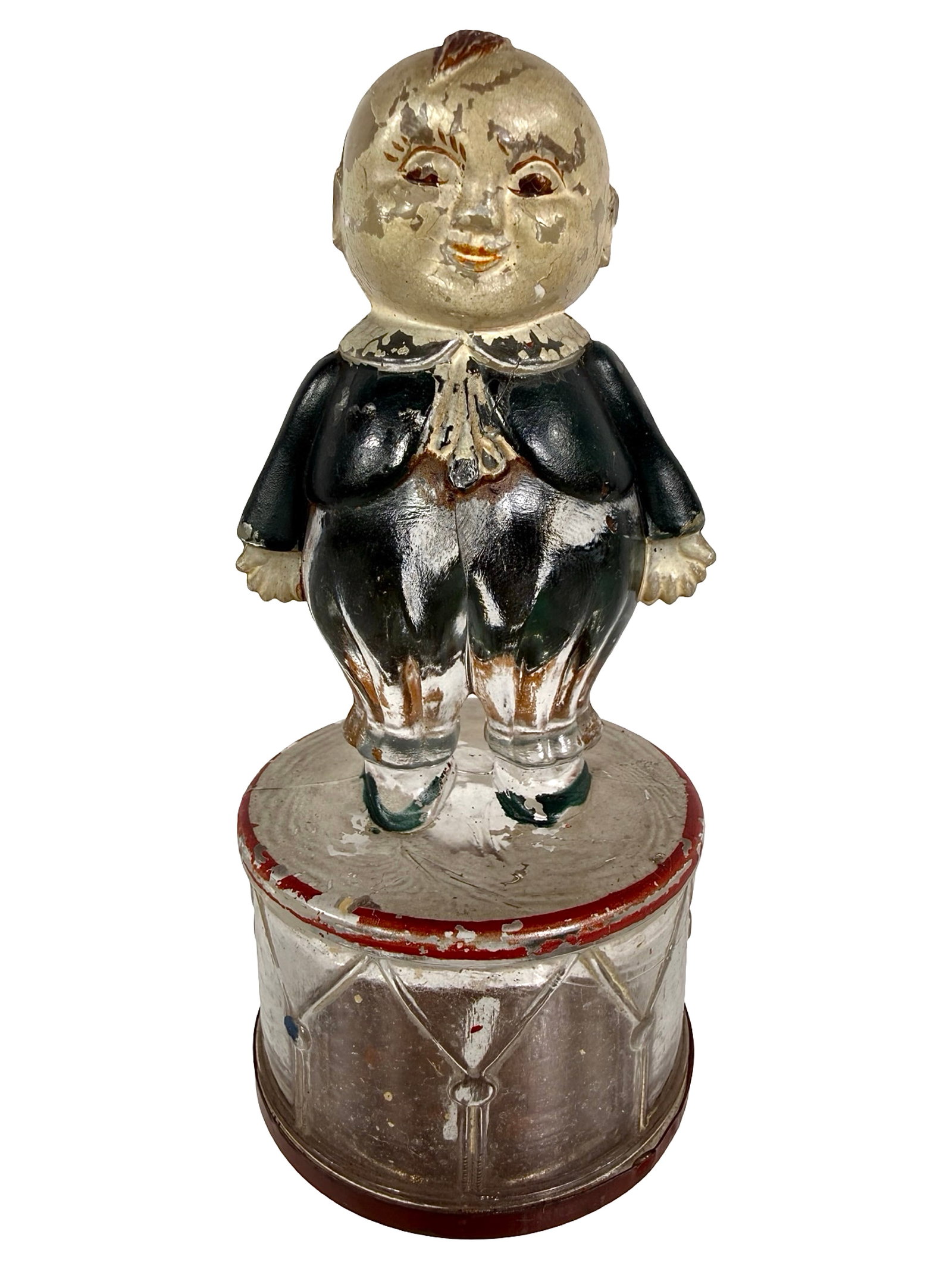 Comical "Happifat" Still Bank: First used as a Candy Container. Made by Geo. Borgfeldt & Company. New York - 1918 - 4 1/2" T x 2 1/8" D. Bob and Shirley Peirce Collection.