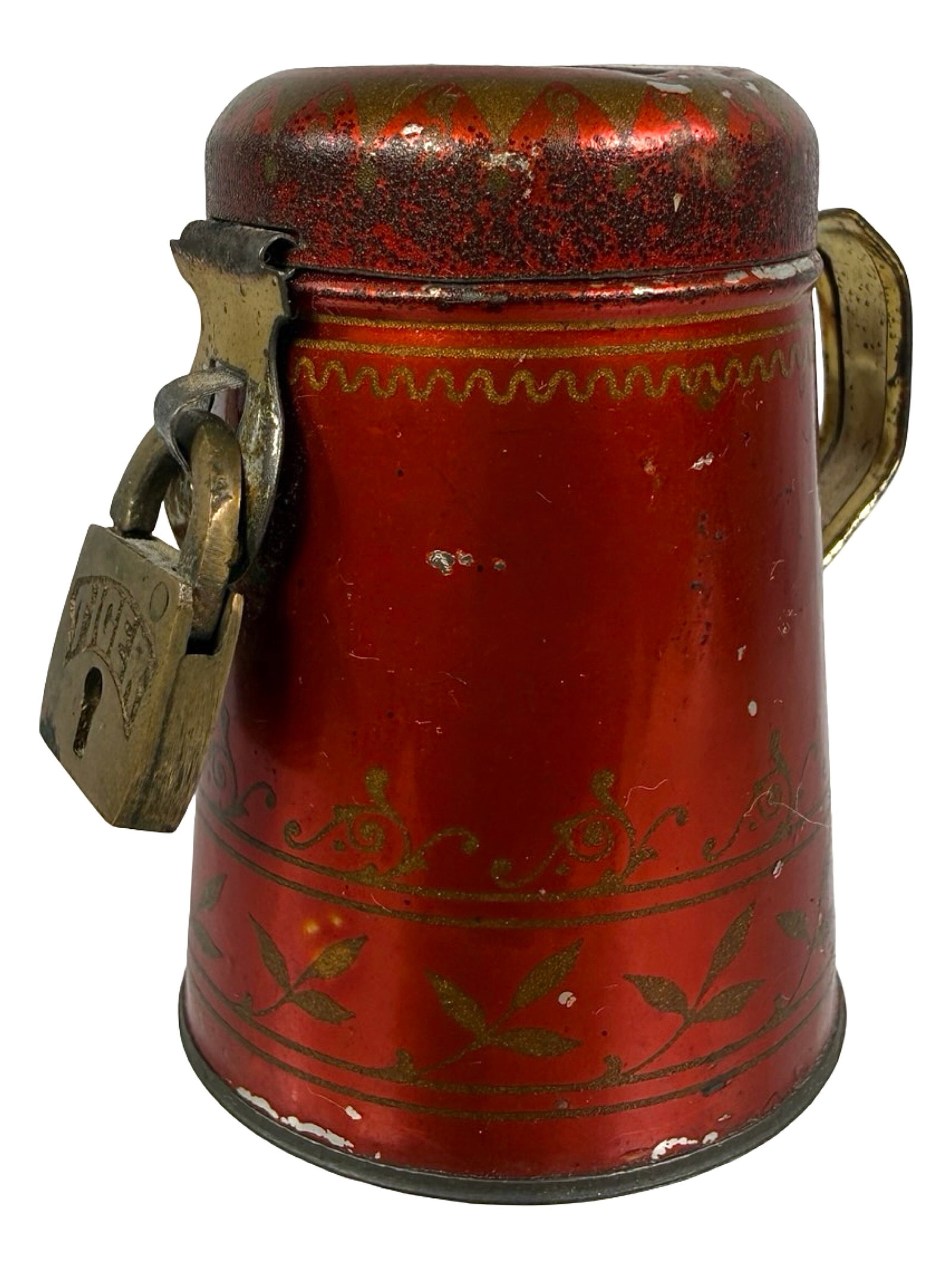 Red Penny Toy Beer Stein Bank: German - 1925 - 2 1/2" Tall. Bob and Shirley Peirce Collection.