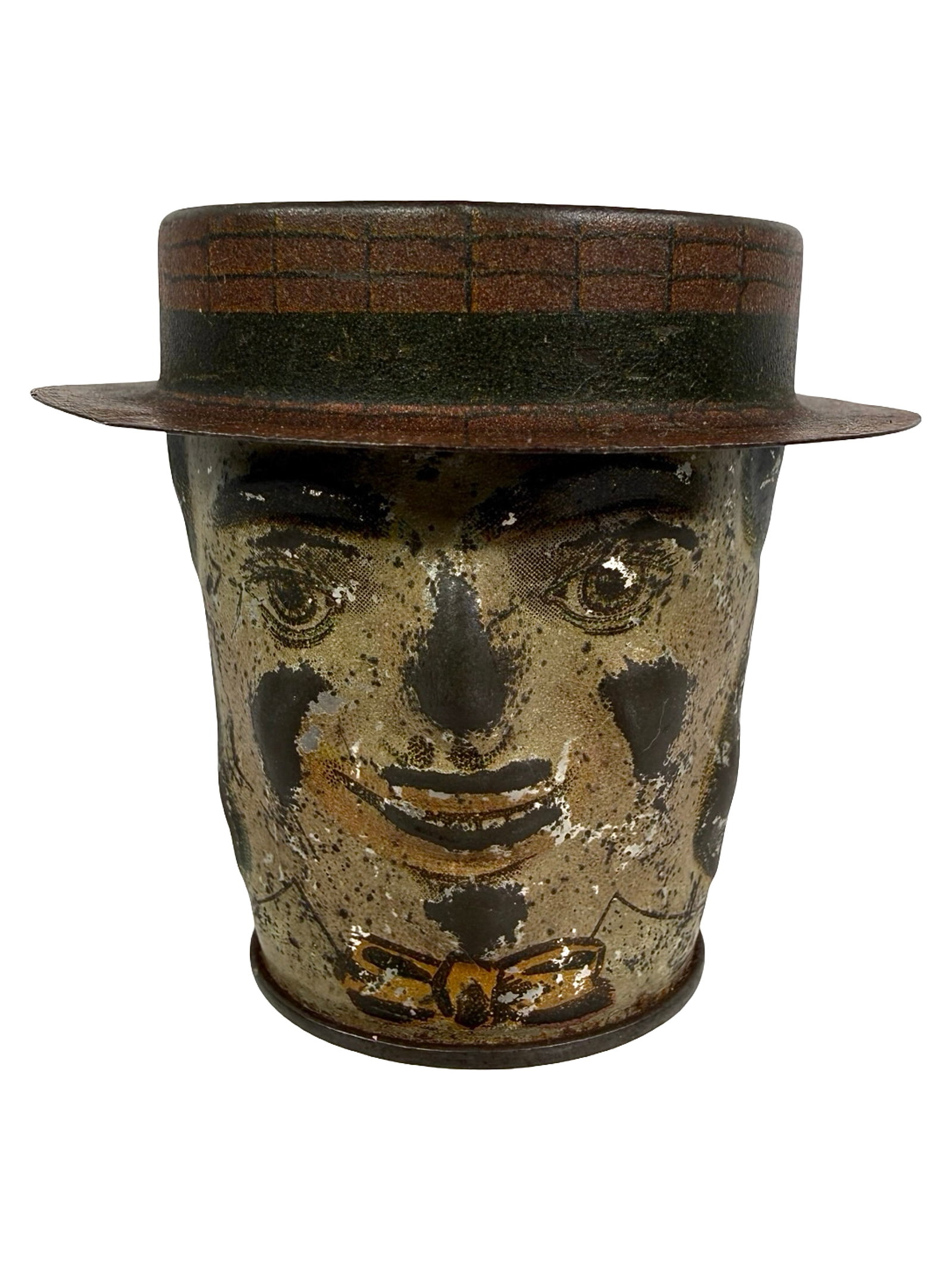 "Grandpa Dukes" - Removable Hat: Penny Toy Bank - Great Graphics. Germany - Circa 1900 - 2 1/8" Tall. Bob and Shirley Peirce Collection.