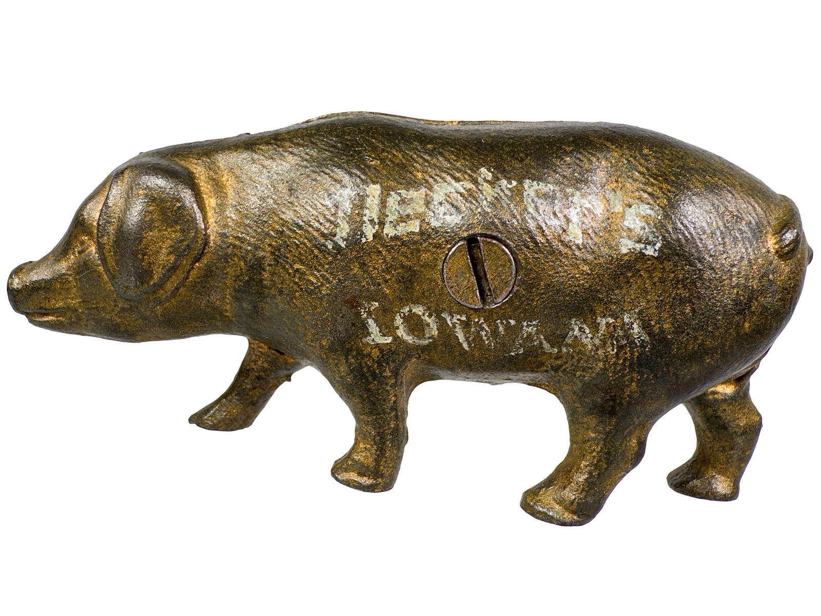 Decker's Iowana Pig - Painted Letters - Iron Bank (1 of 6)
