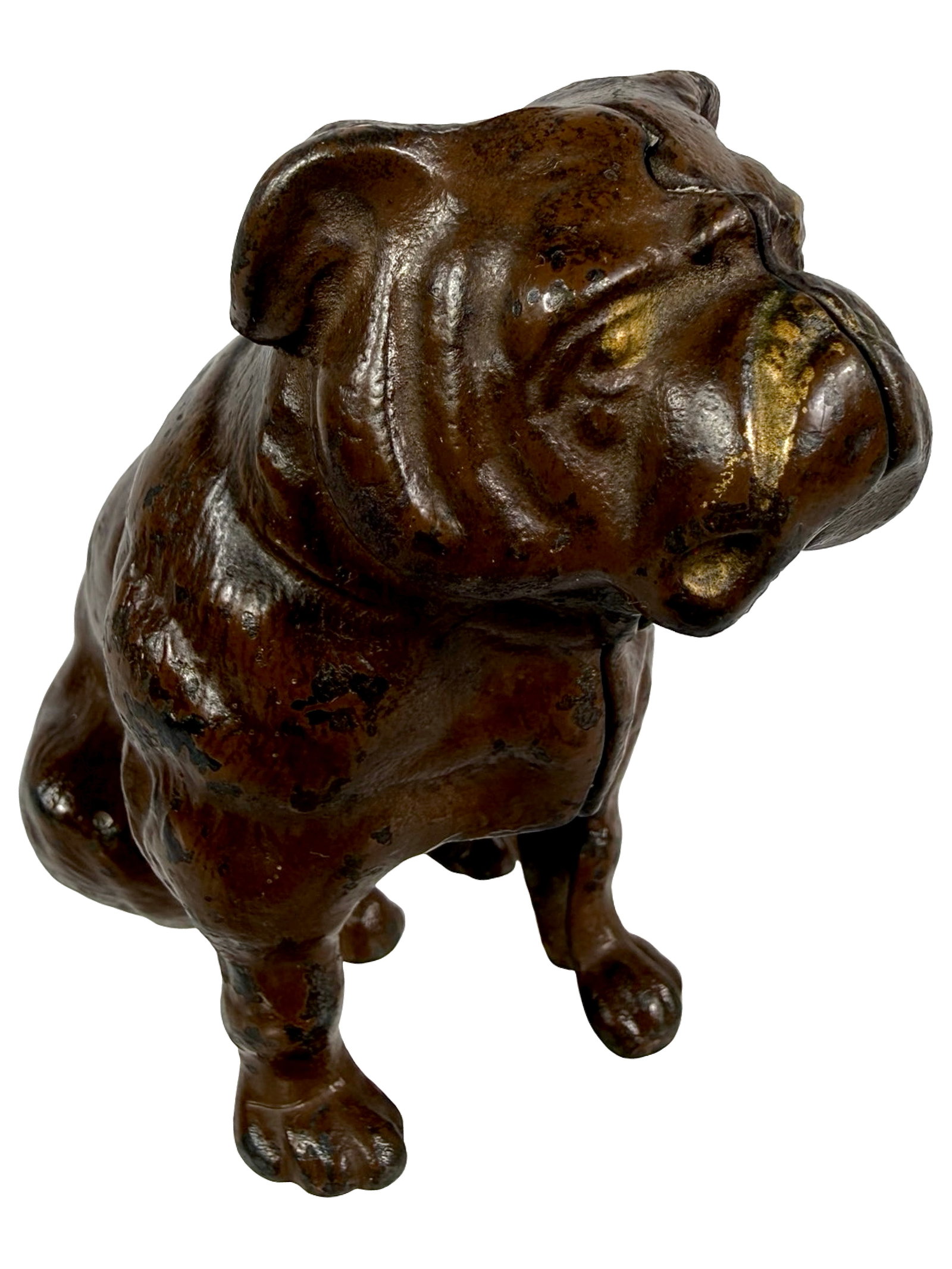 Seated Bull Dog Bank: By the Hubley Mfg. Company. Made Circa 1928 - 3 7/8" Tall. Bob & Shirley Peirce Collection.